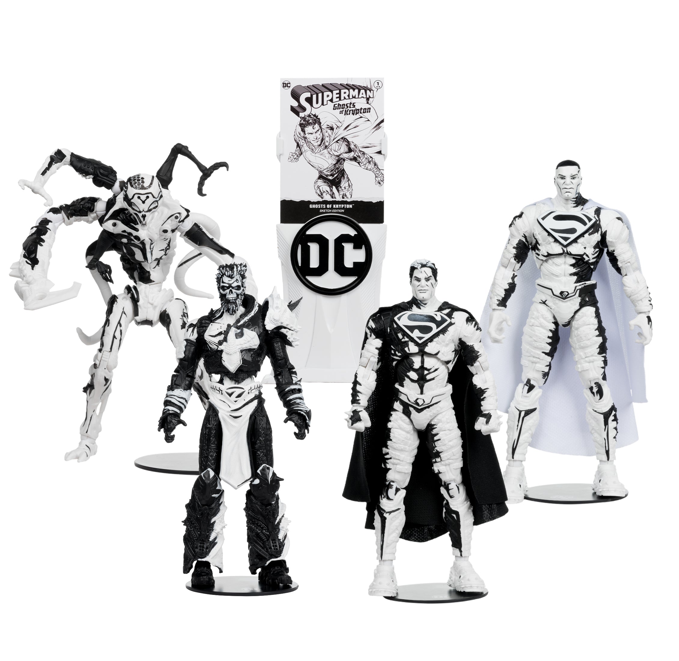 McFarlane Sketch: DC Comics - Superman Ghost of Krypton Gold Label 7 Pulgadas 4 Pack con Comic