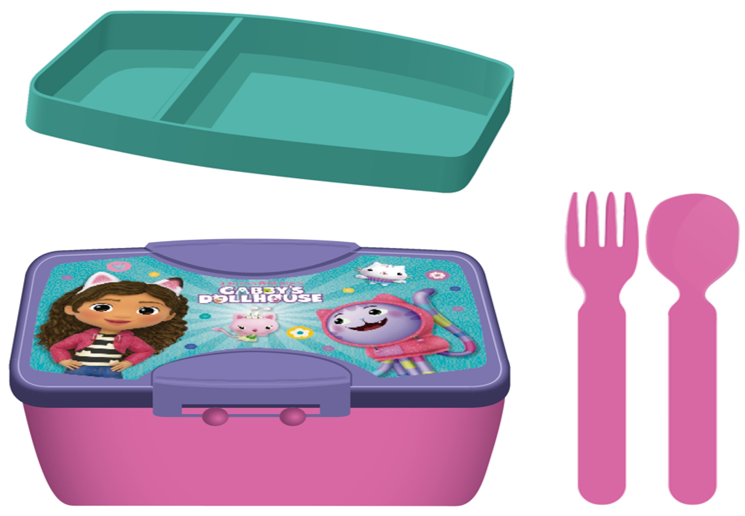 Fun Kids Sandwichera De Plastico Con Cubiertos: Gabbys Dollhouse