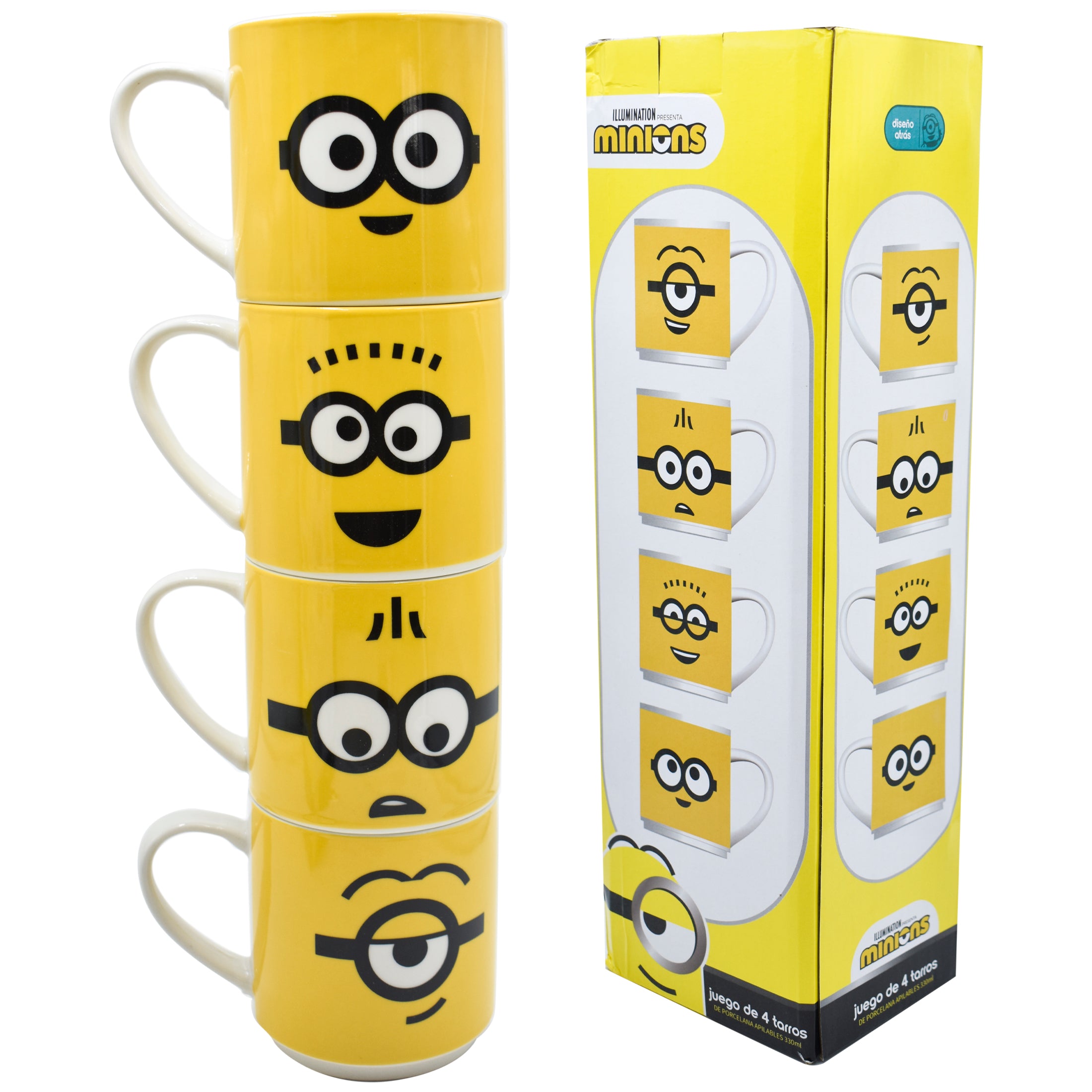 Fun Kids Tarros Apilables: Mi Villano Favorito - Minions 330 ml 4 Pack