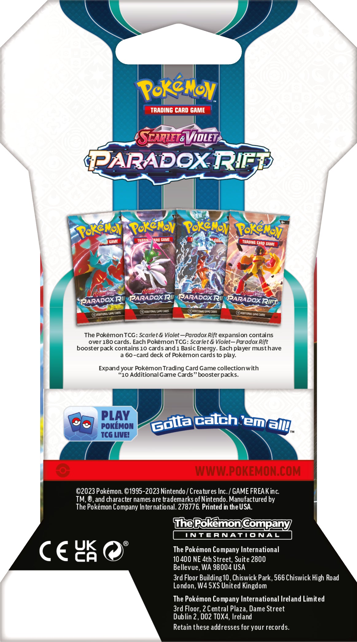 Pokemon TCG Scarlet & Violet: Paradox Rift - Sleeved Booster en Español