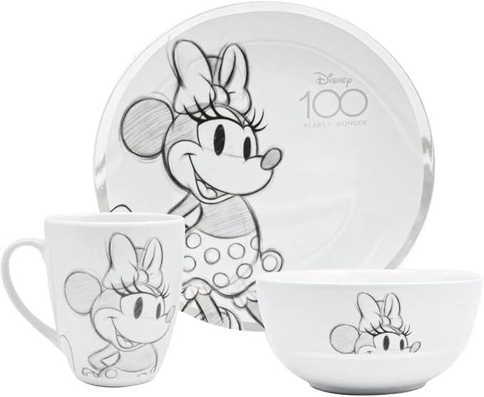 Fun Kids Vajilla De Porcelana: Disney 100 - Minnie Con Amigos 12 Piezas