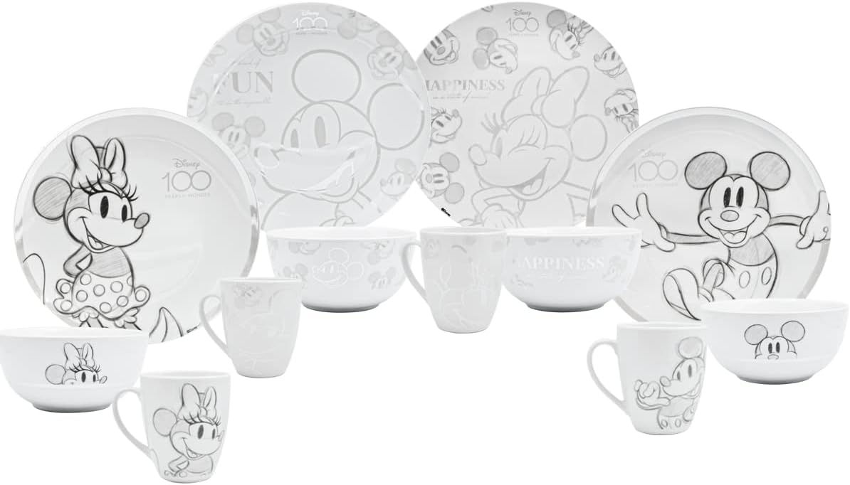 Fun Kids Vajilla De Porcelana: Disney 100 - Minnie Con Amigos 12 Piezas