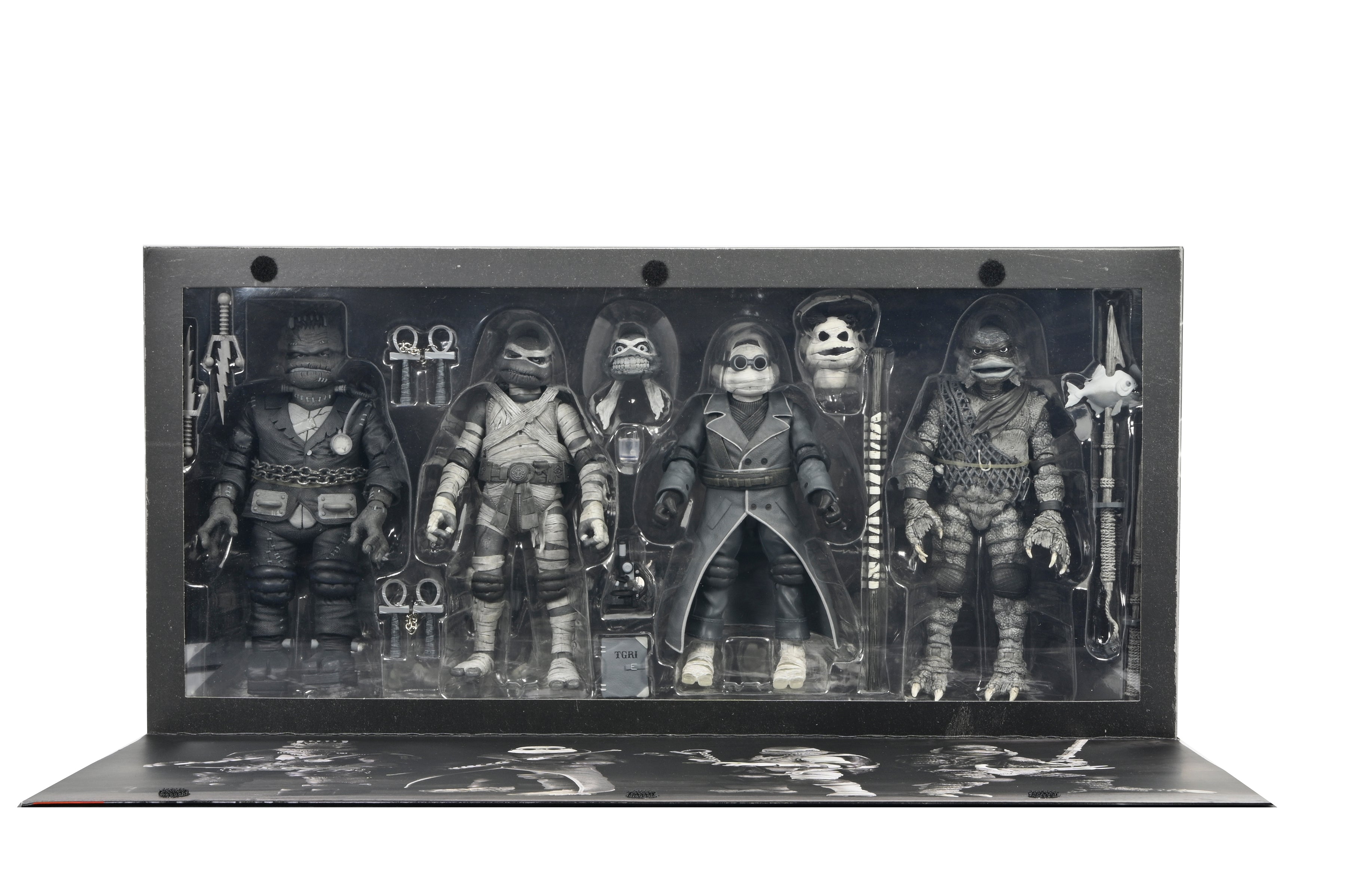 NECA Figura de Accion: Universal Monsters x TMNT - Tortugas En Blanco Y Negro 4 Pack 7 Pulgadas