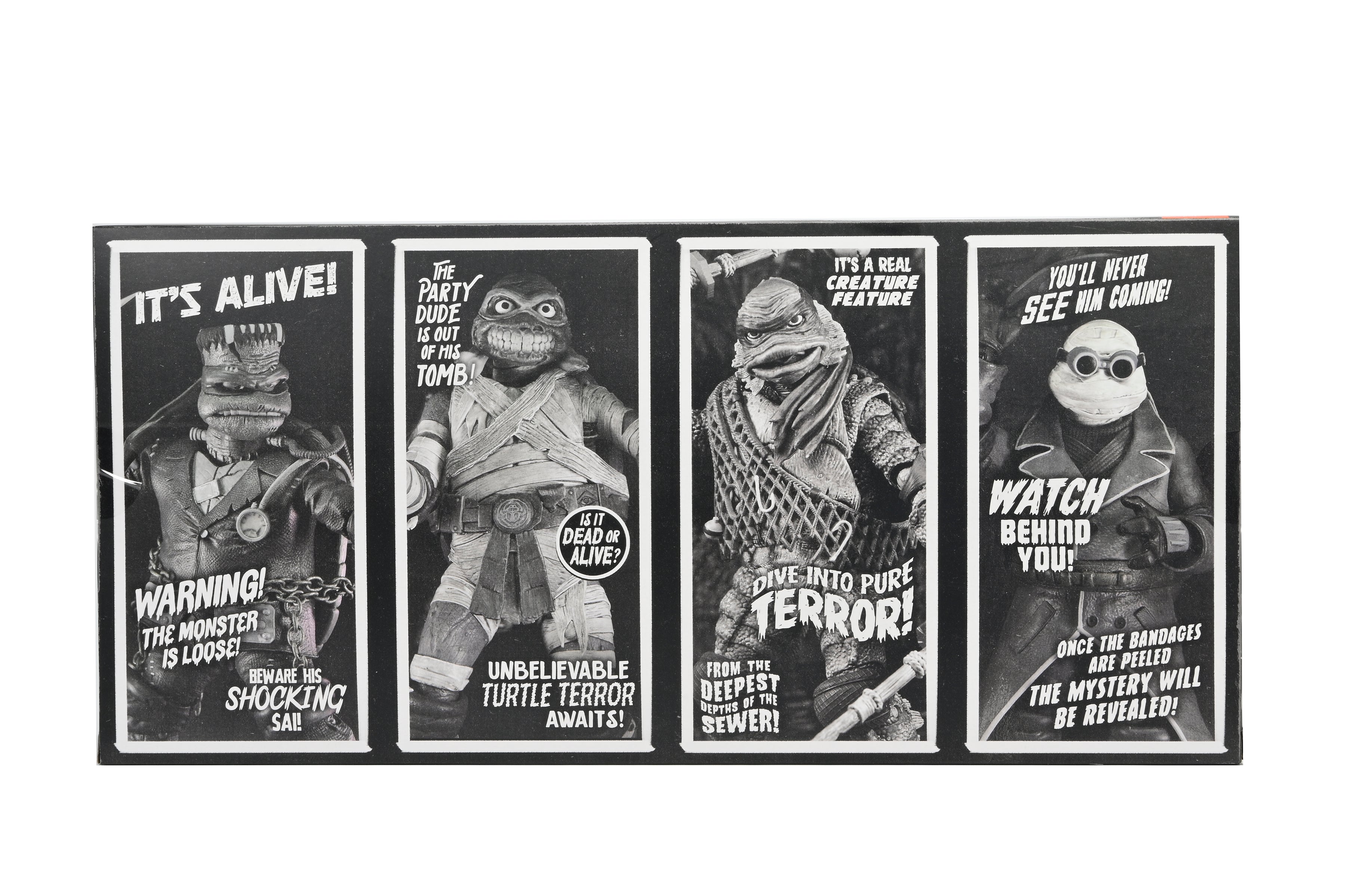 NECA Figura de Accion: Universal Monsters x TMNT - Tortugas En Blanco Y Negro 4 Pack 7 Pulgadas