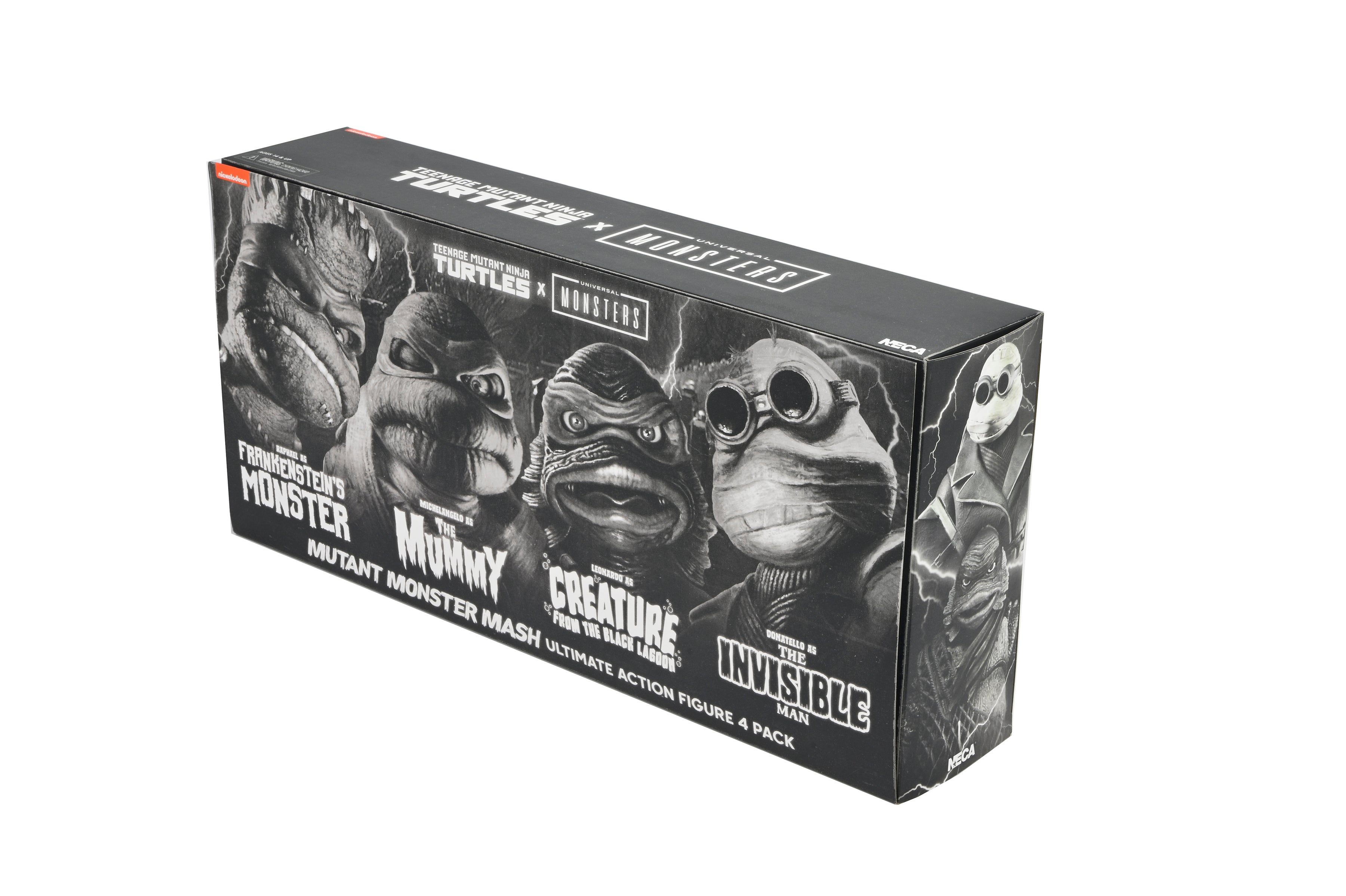 NECA Figura de Accion: Universal Monsters x TMNT - Tortugas En Blanco Y Negro 4 Pack 7 Pulgadas