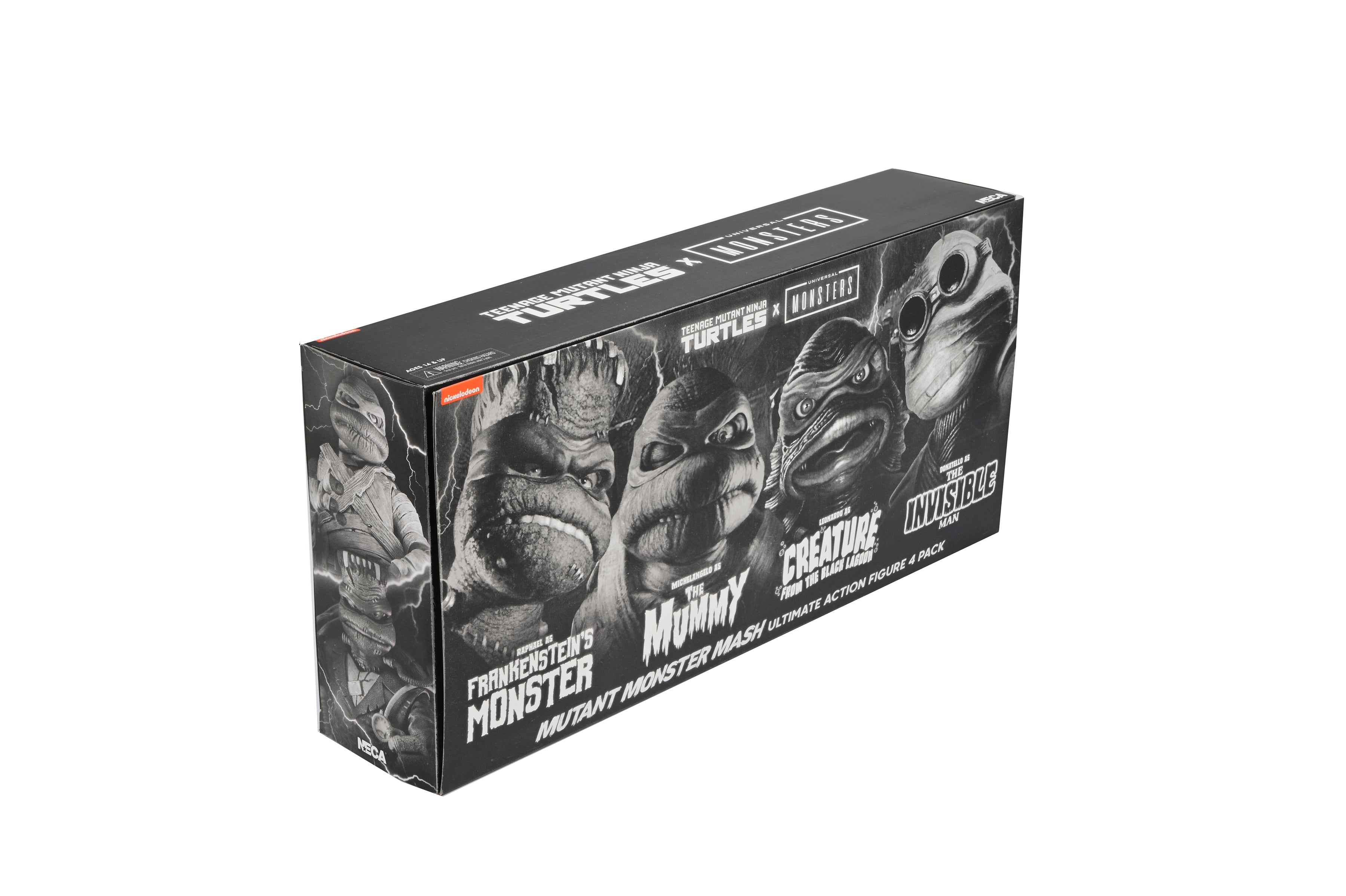 NECA Figura de Accion: Universal Monsters x TMNT - Tortugas En Blanco Y Negro 4 Pack 7 Pulgadas