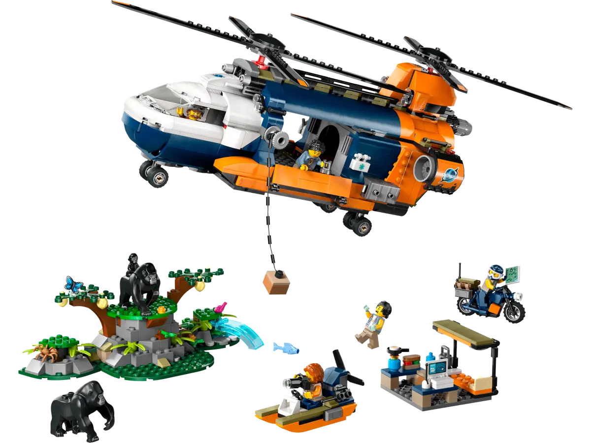 LEGO City Exploradores de la Jungla: Helicoptero en Campamento Base 60437