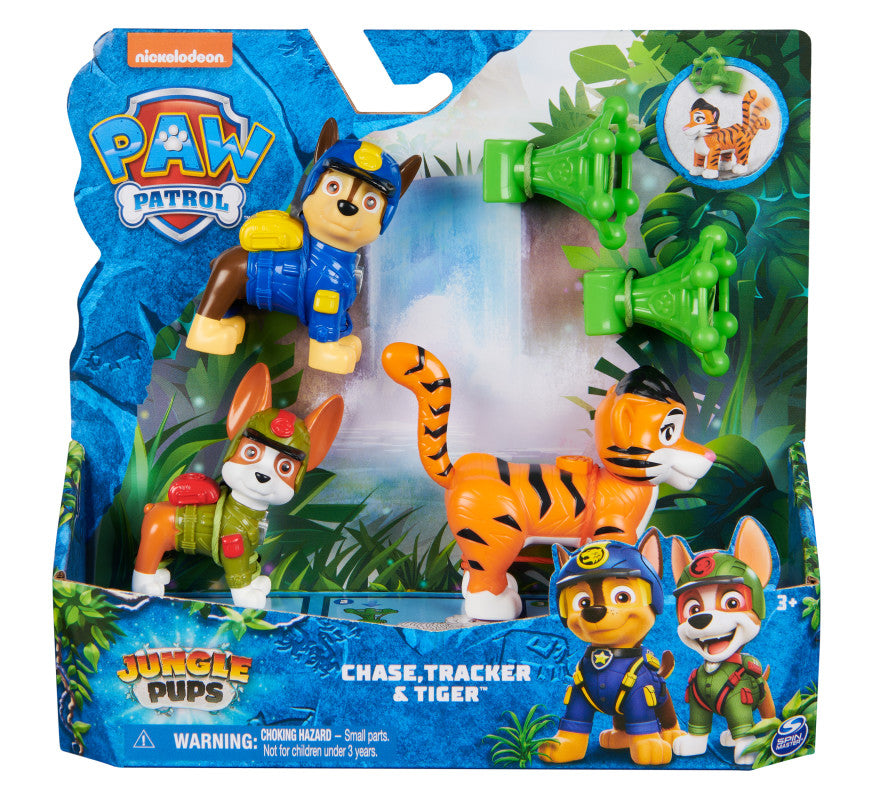 Paw Patrol: Hero Pups Jungle - Set De Figuras De Cachorros Chase, Tracker y Tigre