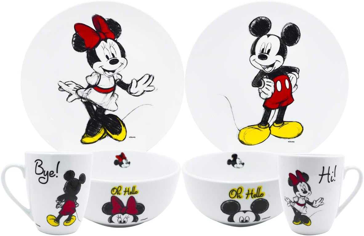 Fun Kids Vajilla: Disney - Mickey Y Minnie Set De 12 Piezas