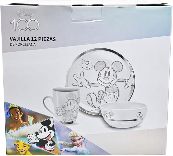 Fun Kids Vajilla De Porcelana: Disney 100 - Minnie Con Amigos 12 Piezas