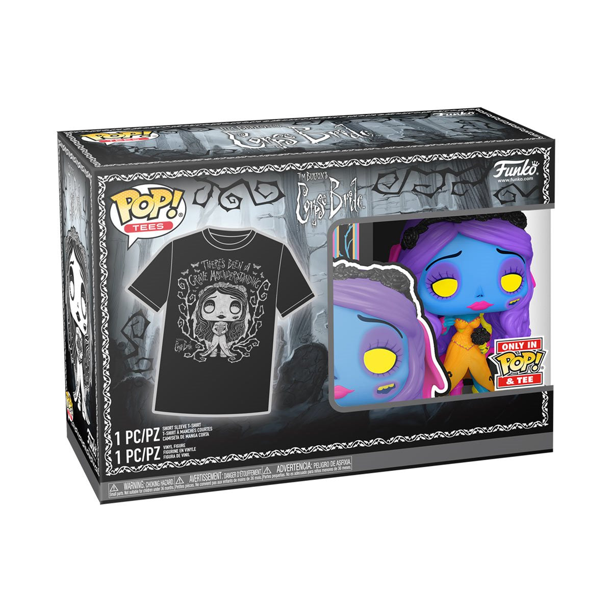 Funko Pop & Tee: El Cadaver De La Novia - Playera Grande Con Emily Blacklight