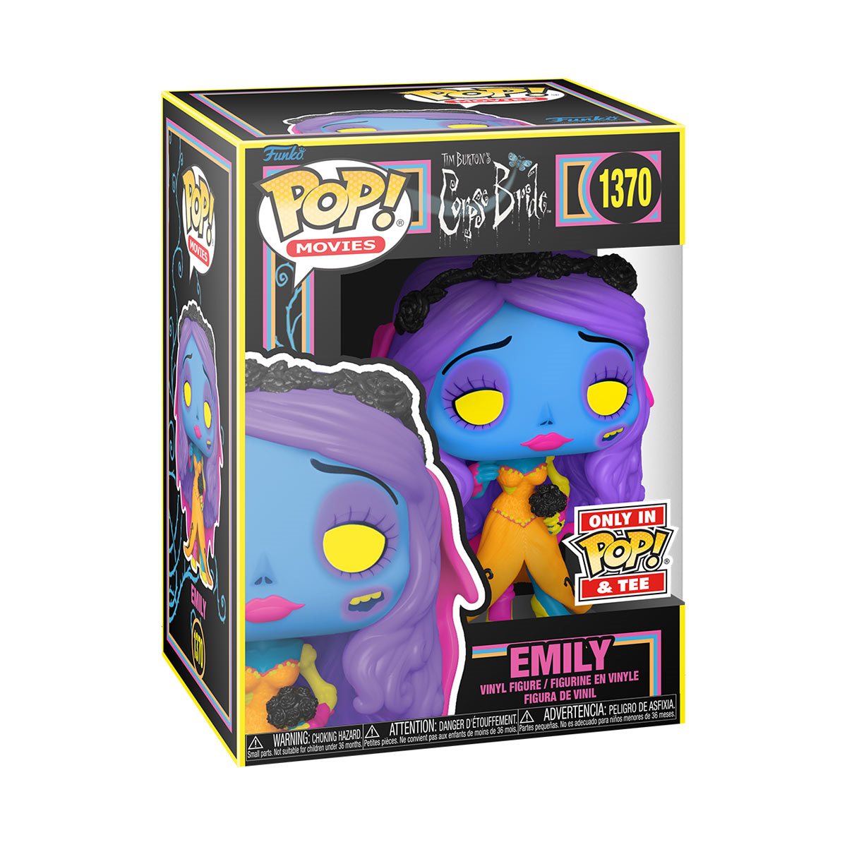 Funko Pop & Tee: El Cadaver De La Novia - Playera Grande Con Emily Blacklight