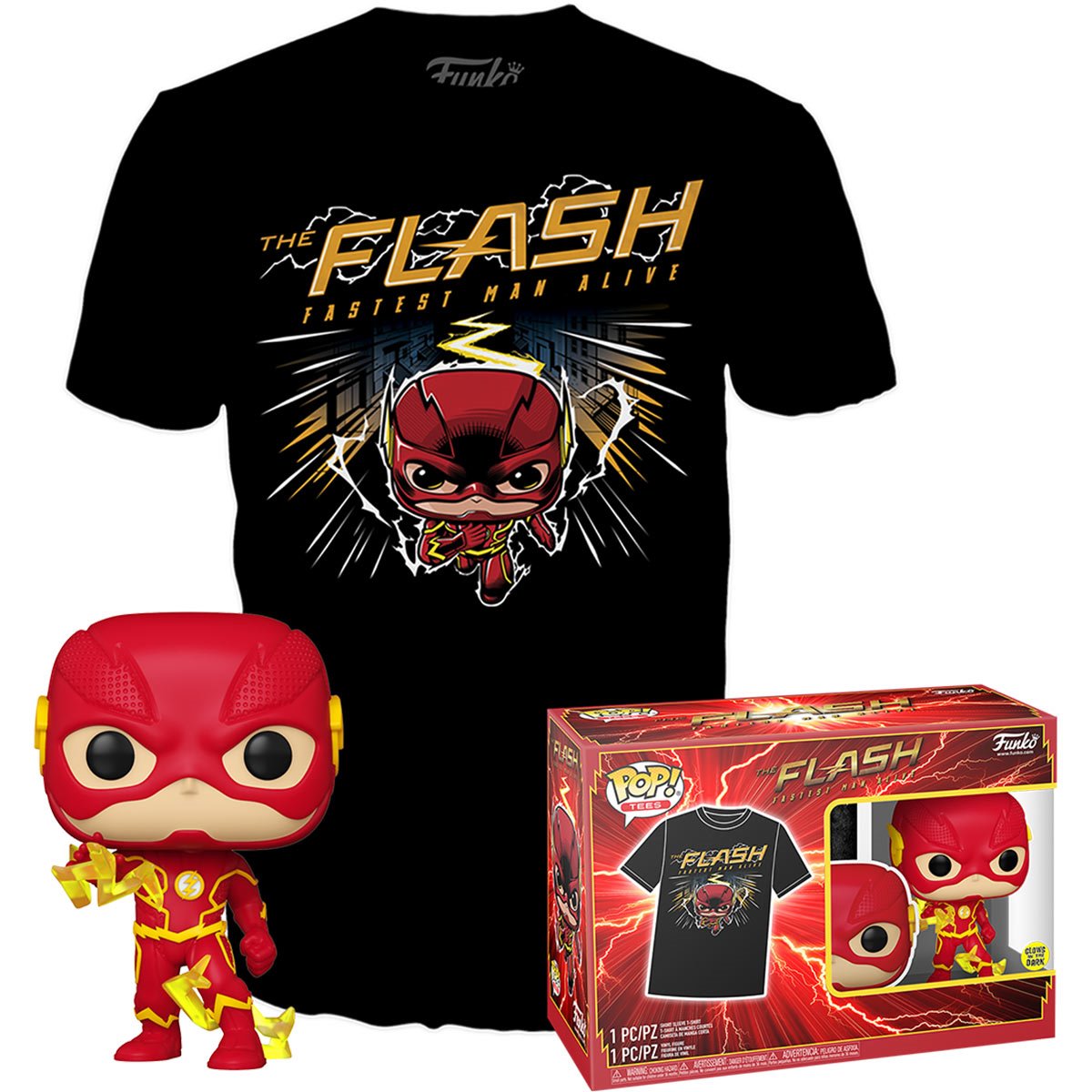 Funko Pop & Tee: DC The Flash - Playera Chica Con Flash Glow