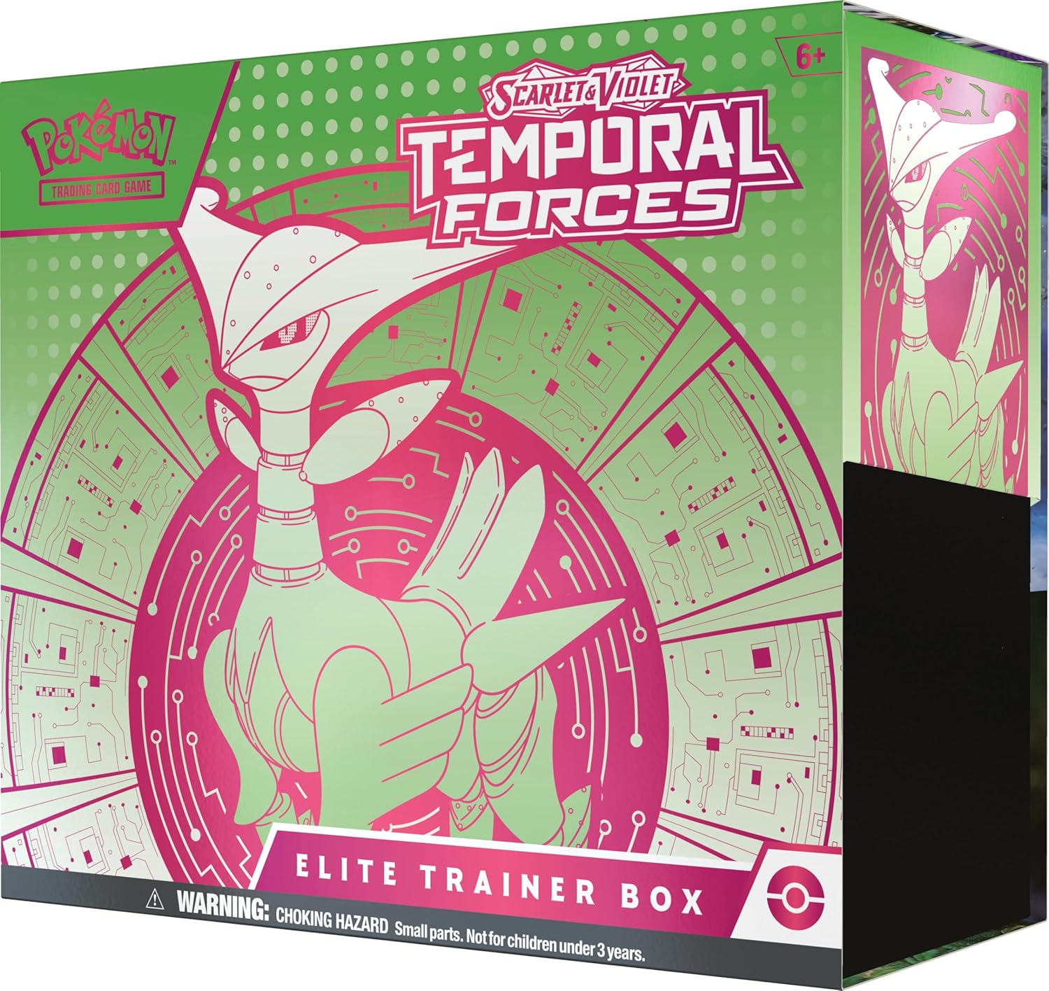 Pokemon TCG Scarlet & Violet: Temporal Forces - Elite Trainer Box Iron Leaves con Iron Thorns En Ingles