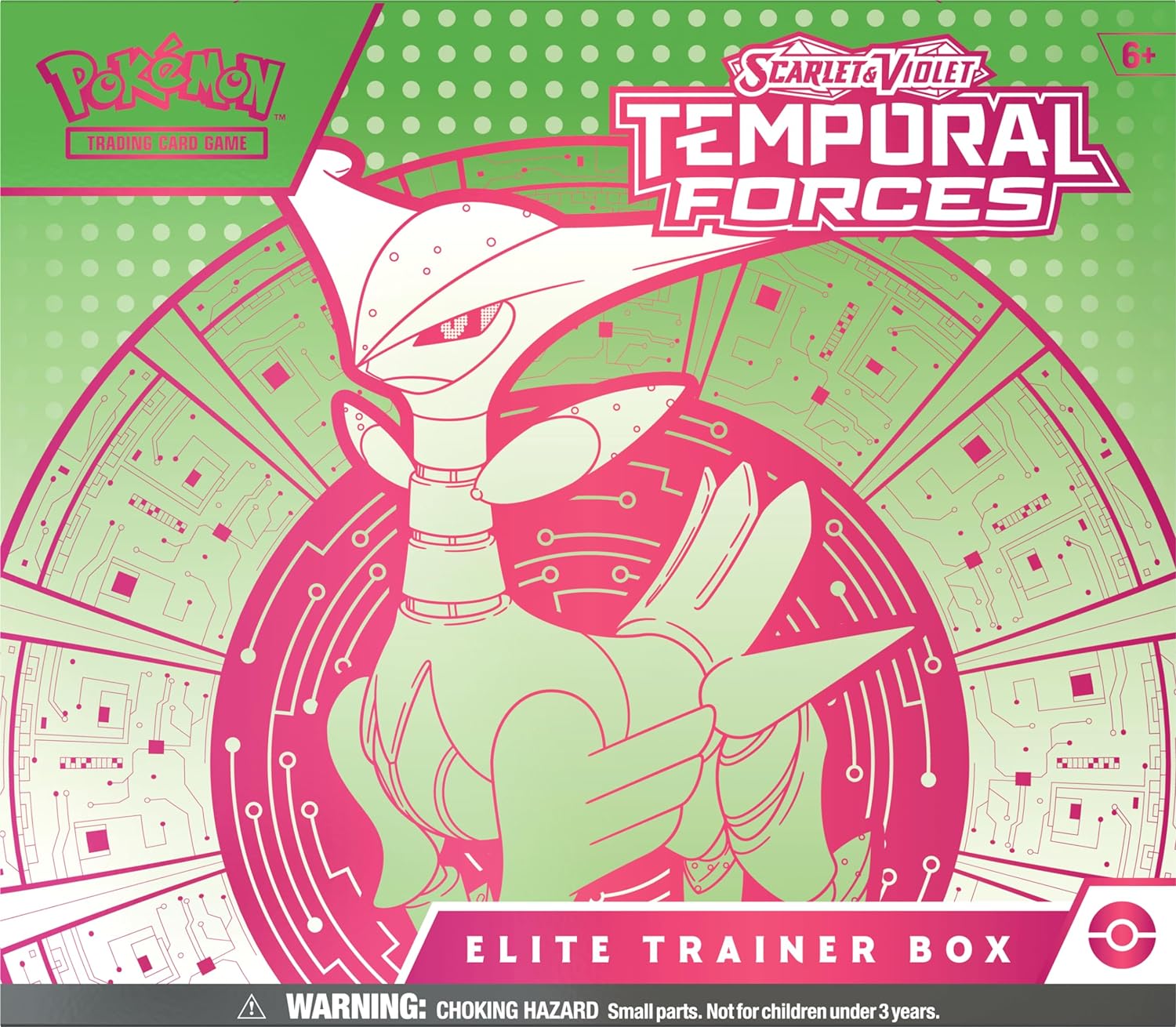 Pokemon TCG Scarlet & Violet: Temporal Forces - Elite Trainer Box Iron Leaves con Iron Thorns En Ingles