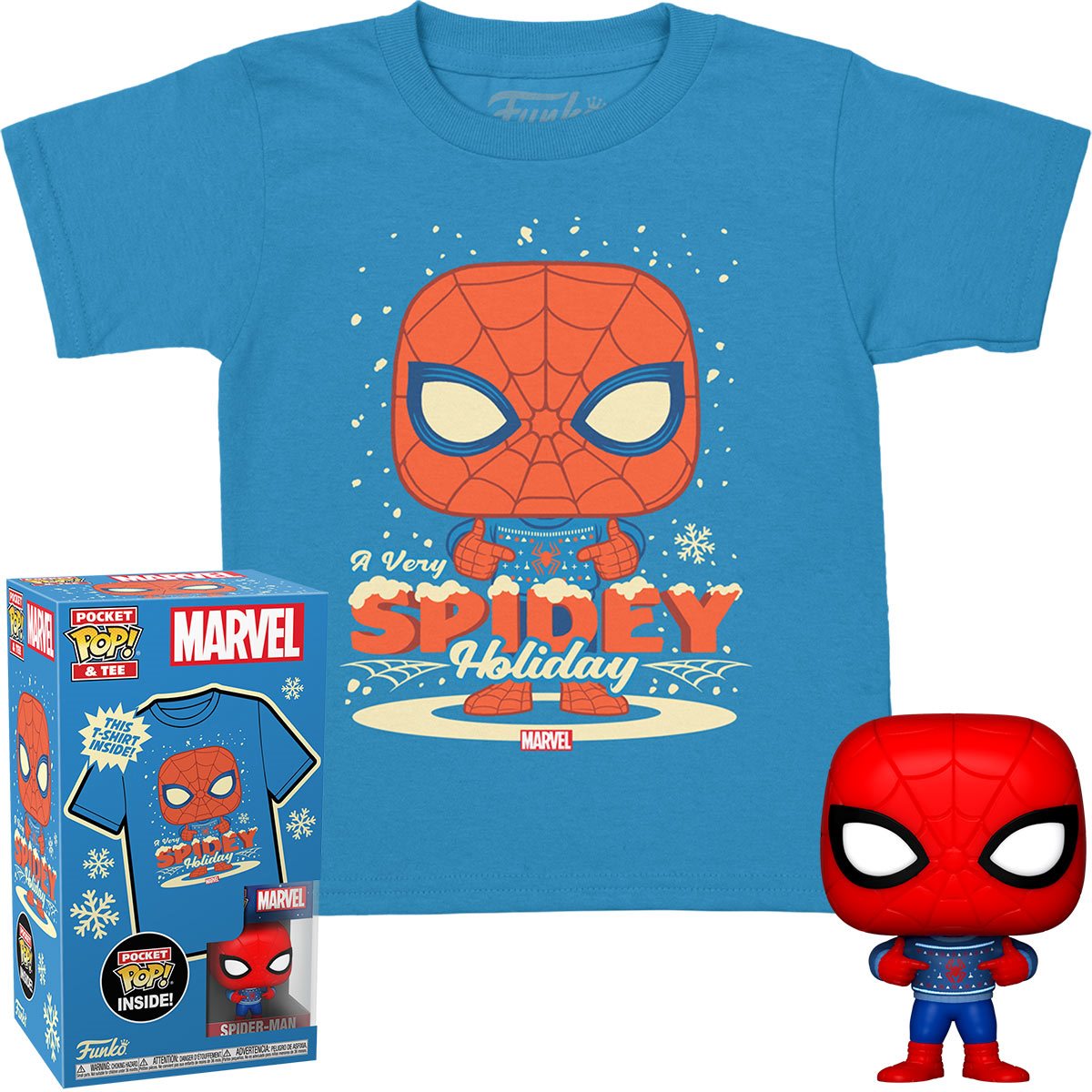 Funko Pop Keychain & Tee: Marvel Holiday - Playera Infantil Extra Chica Con Llavero Spiderman