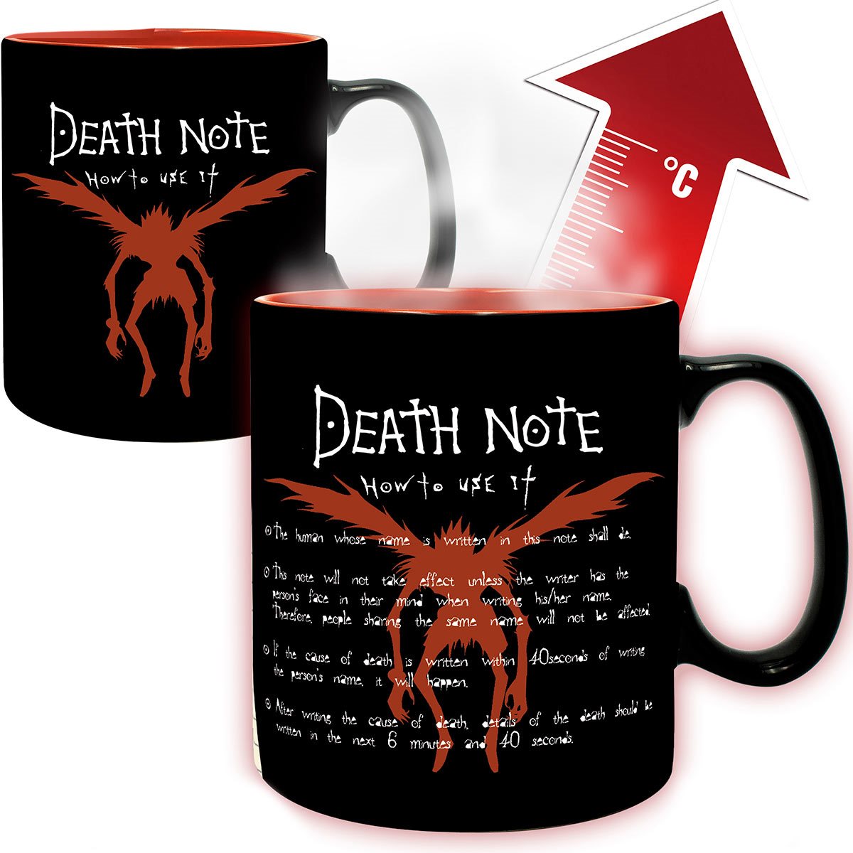 ABYStyle Taza De Ceramica Termocromatica: Death Note - Light Y Reglas De La Death Note 460 ml