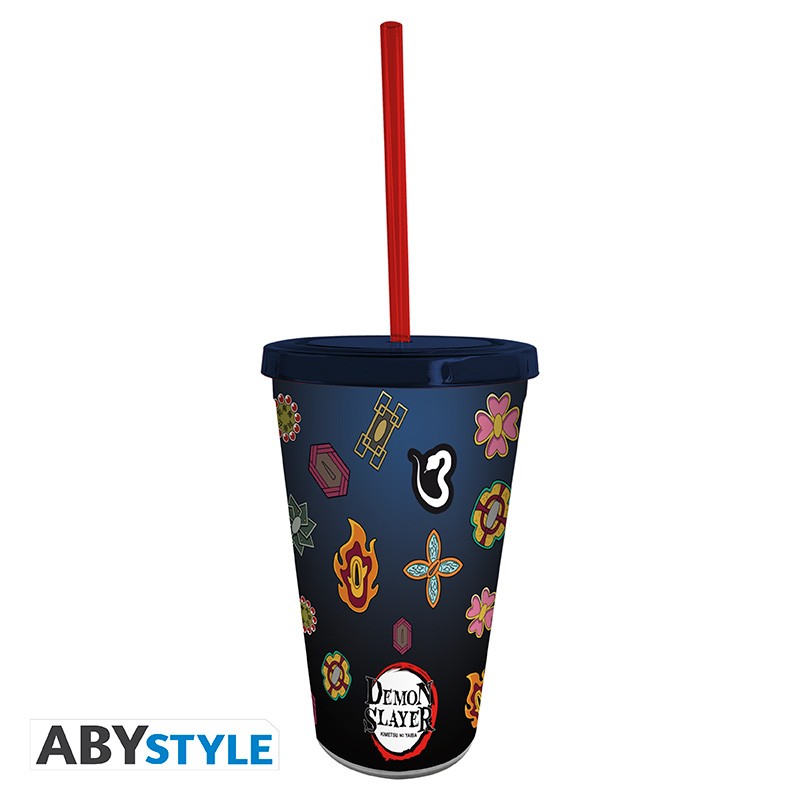 ABYStyle Vaso Con Popote: Demon Slayer - Pilares 470 ml