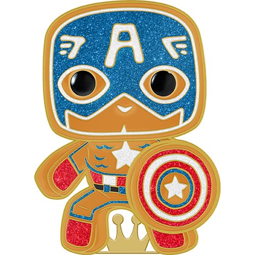 Funko Pop Pin: Marvel Holiday - Capitan America Galleta de Jengibre Esmaltado