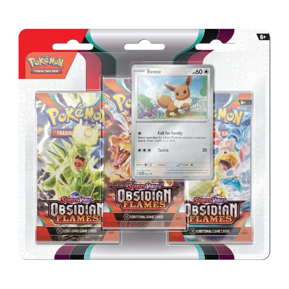 Pokemon TCG Scarlet & Violet: Obsidian Flames - 3 Pack Eevee Blister En Ingles