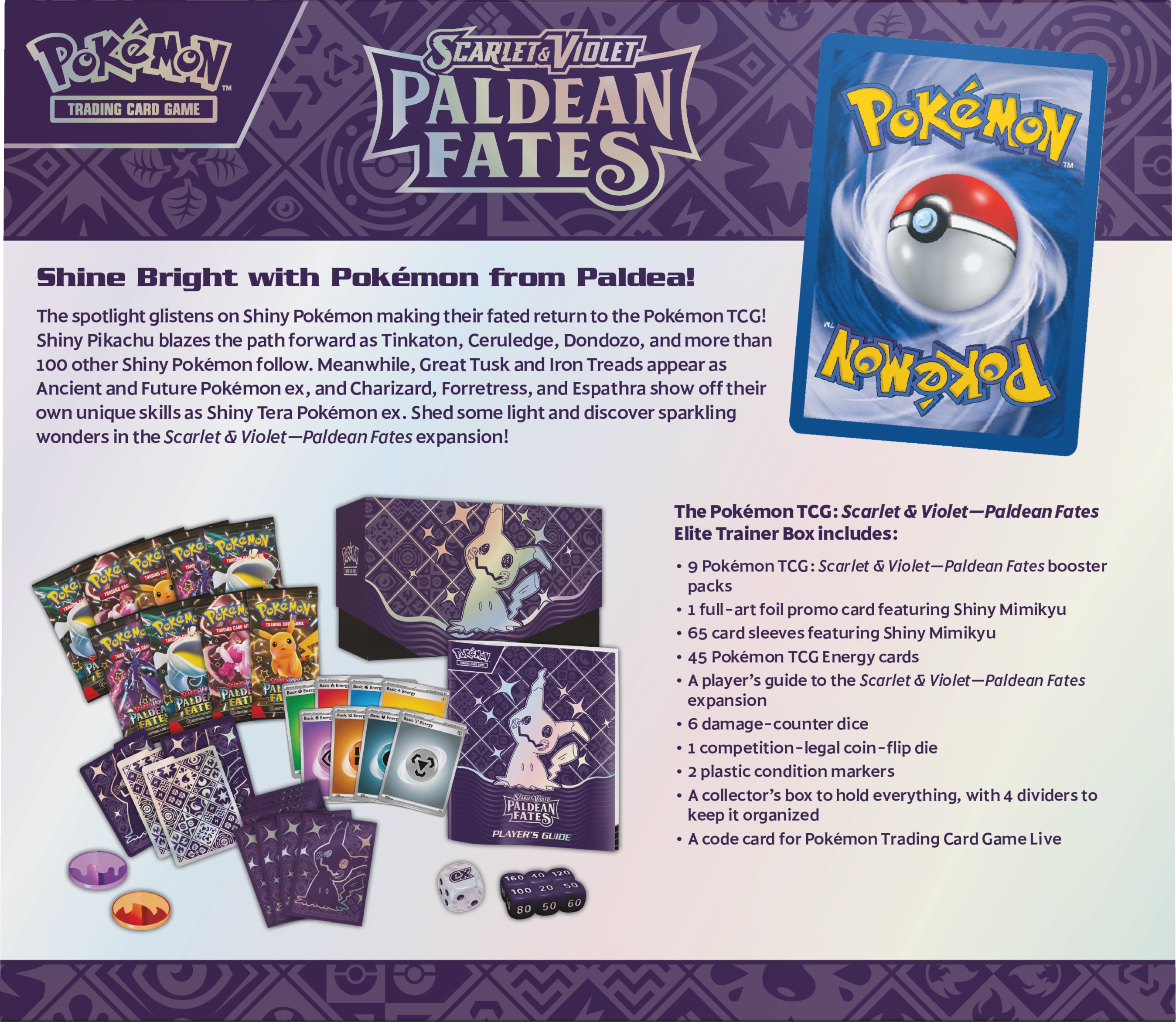 Pokemon TCG Scarlet & Violet: Paldean Fates - Elite Trainer Box Mimikyu En Ingles