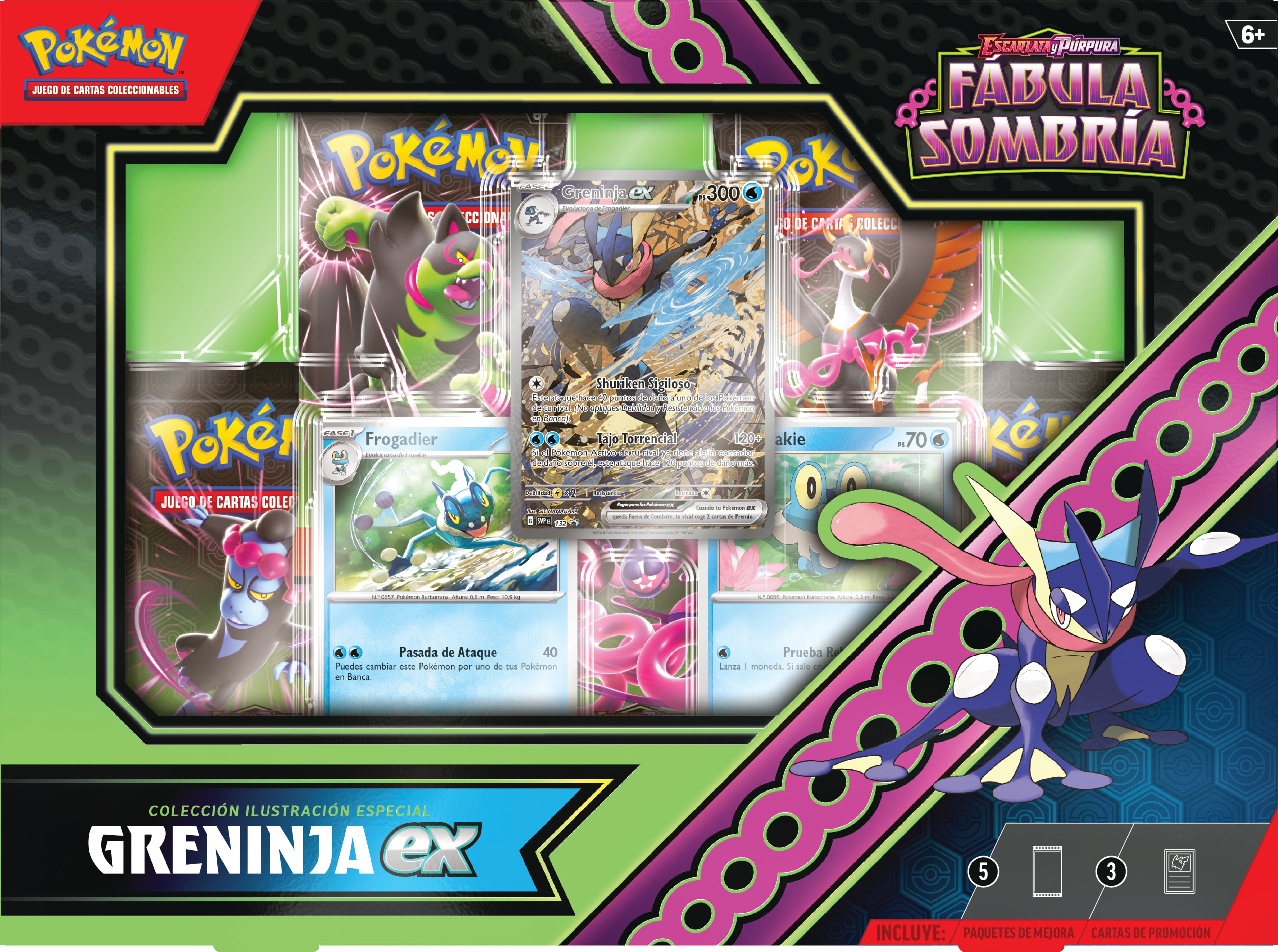 Pokemon TCG Scarlet & Violet: Shrouded Fable - Kingdra Ex o Greninja Ex Special Collection En Español Surtido