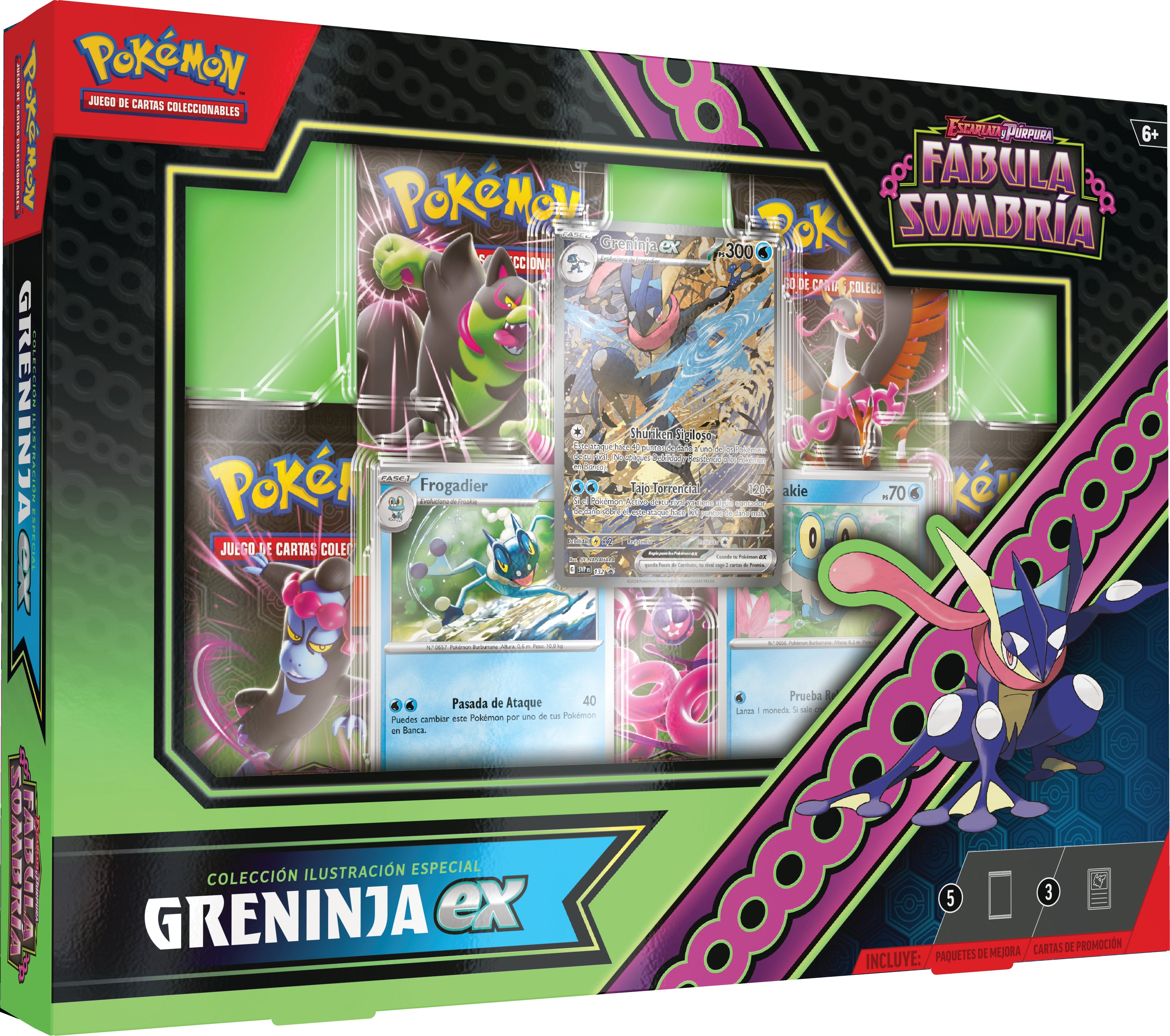 Pokemon TCG Scarlet & Violet: Shrouded Fable - Kingdra Ex o Greninja Ex Special Collection En Español Surtido