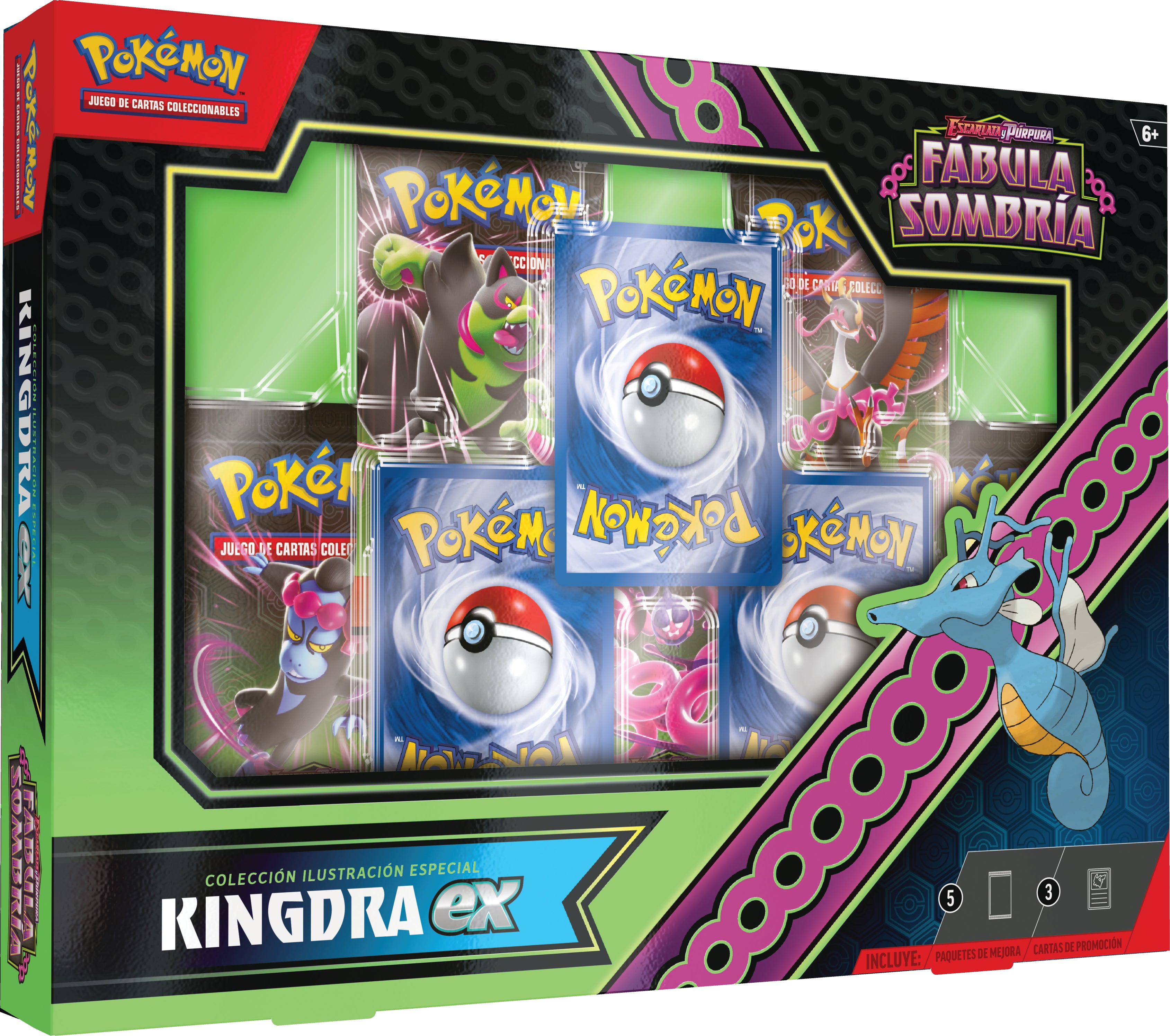 Pokemon TCG Scarlet & Violet: Shrouded Fable - Kingdra Ex o Greninja Ex Special Collection En Español Surtido