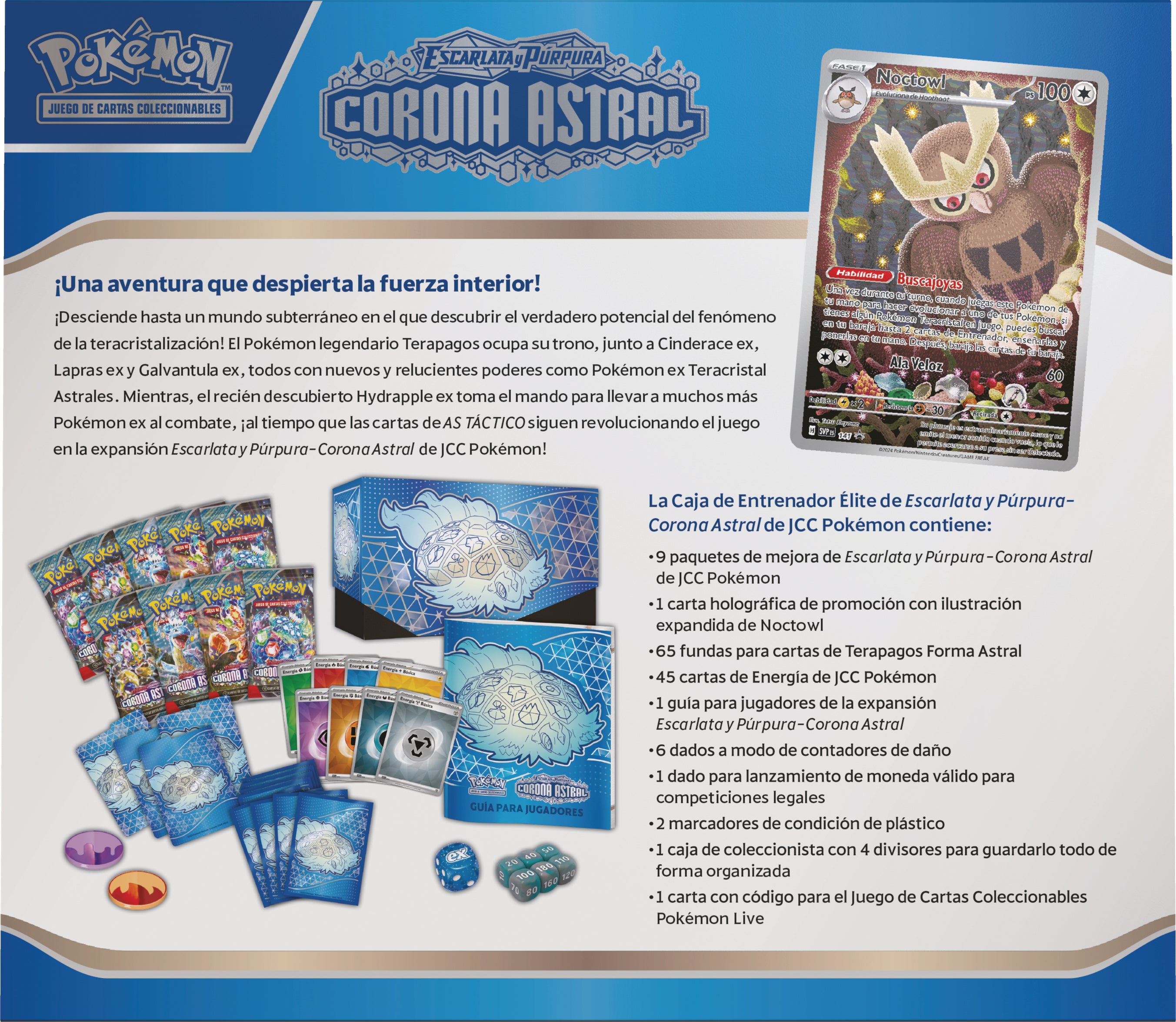 Pokemon TCG Escarlata y Purpura: Corona Astral - Elite Trainer Box Terapagos En Español