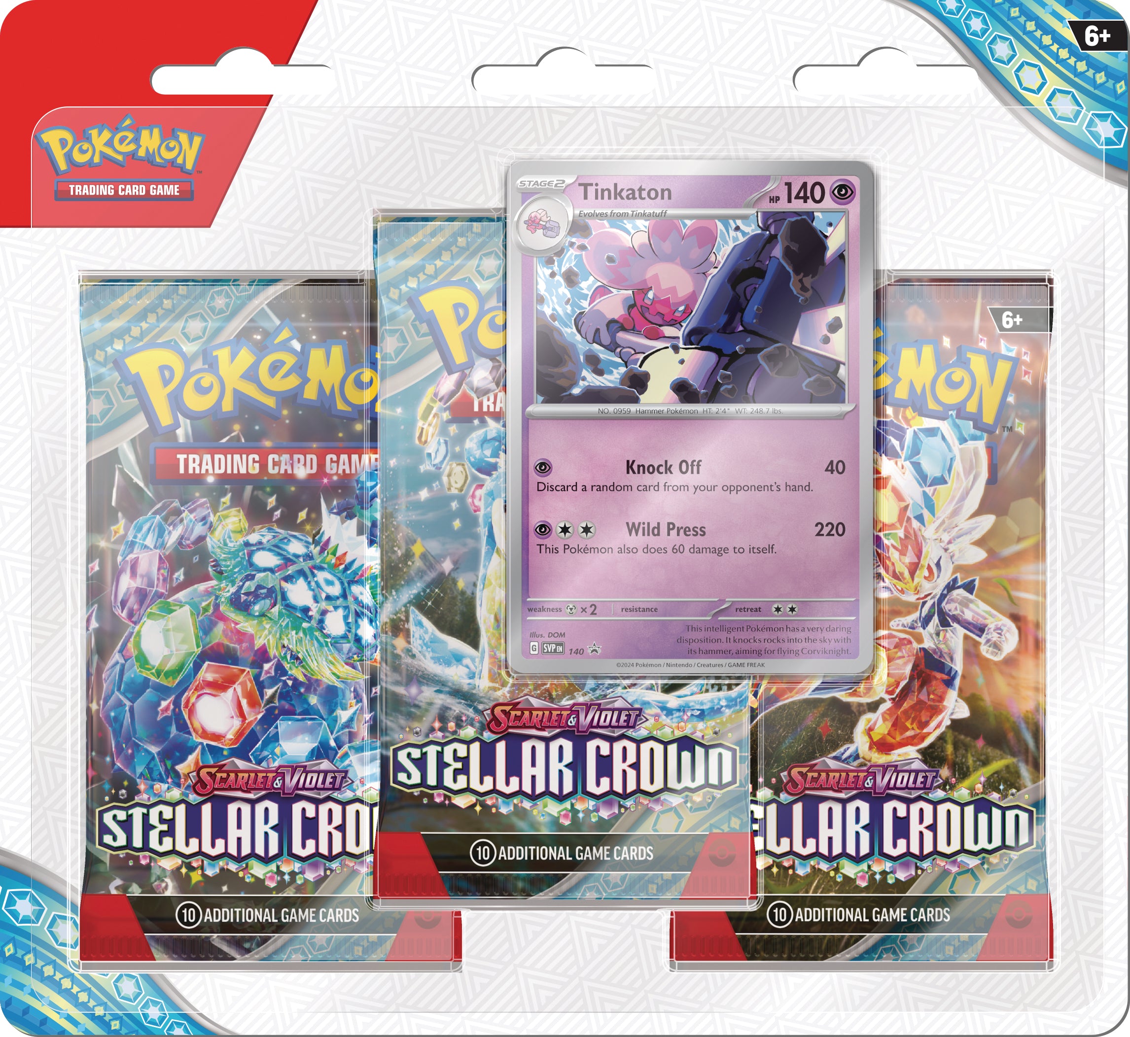 Pokemon TCG Scarlet & Violet: Stellar Crown - 3 Pack Blister Latias o Tinkaton En Ingles