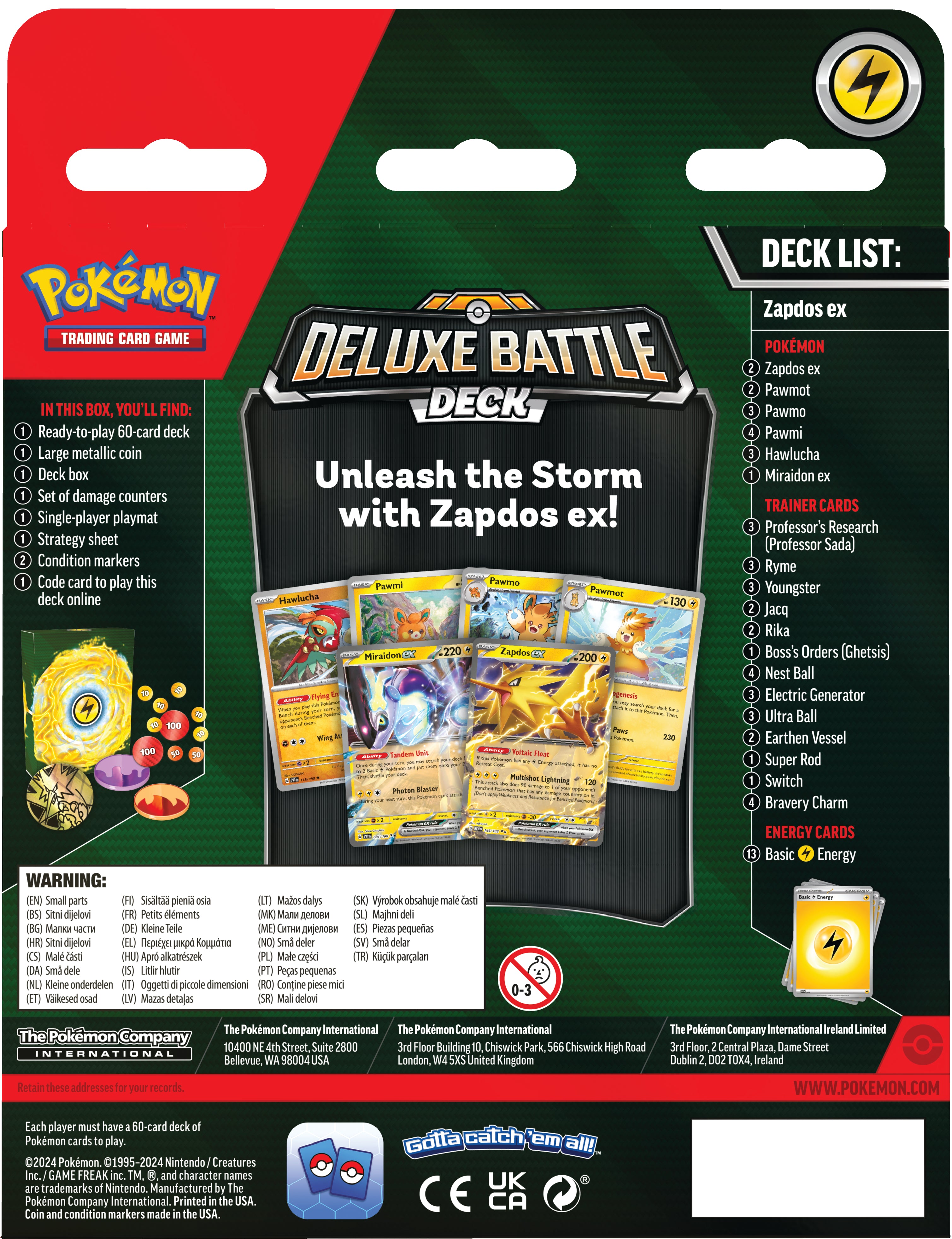 Pokemon TCG Scarlet & Violet: Deluxe Battle Deck - Zapdos Ex En English