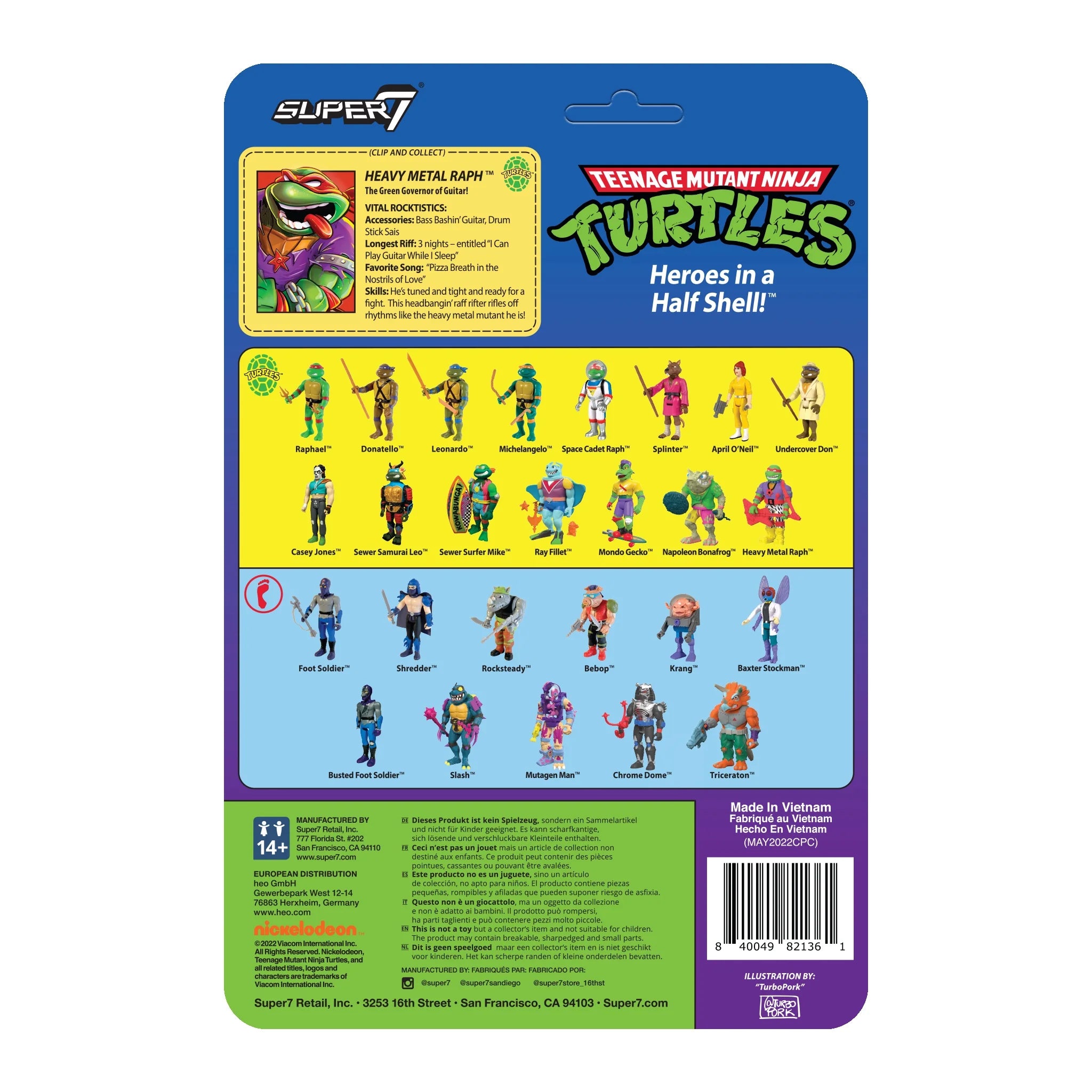 Super7 ReAction: TMNT Tortugas Ninja - Heavy Metal Raph