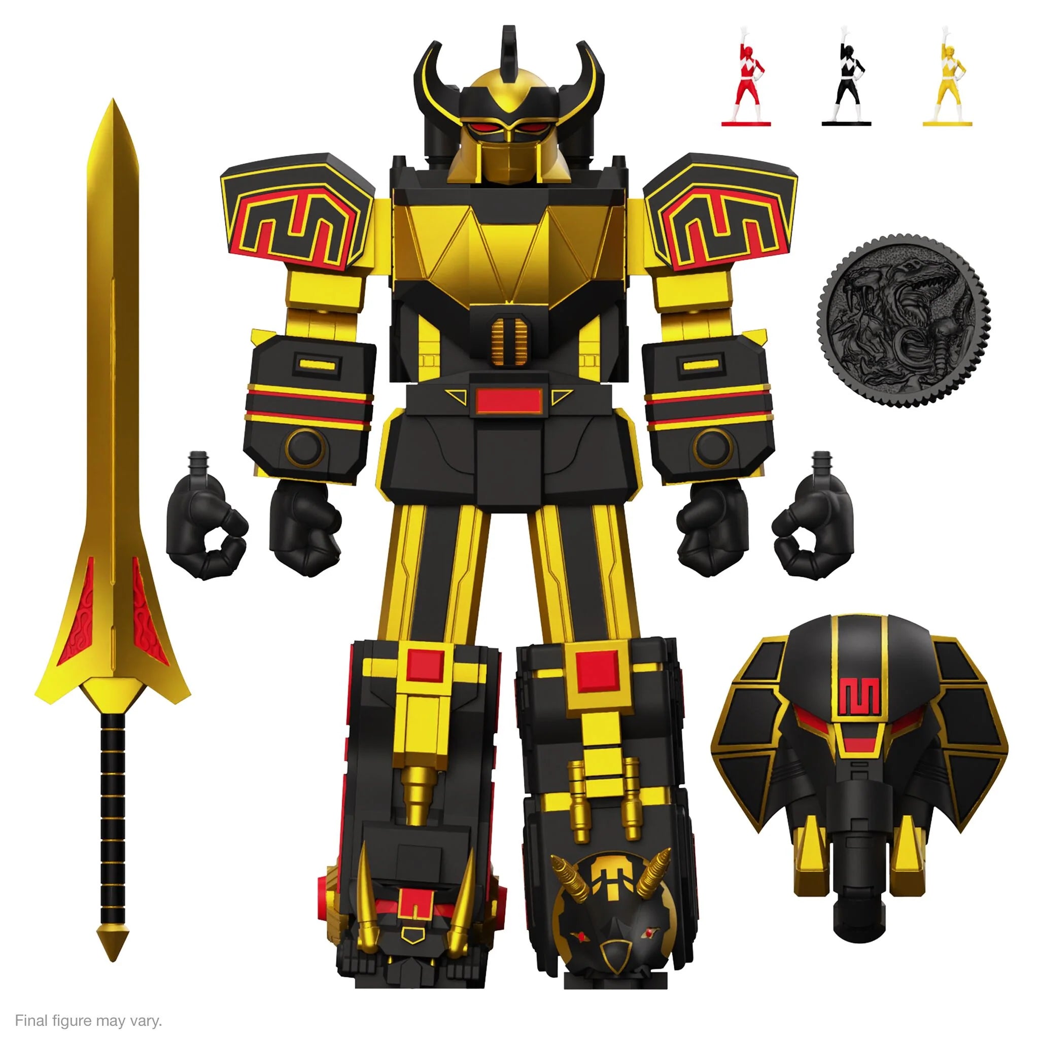 Super7 Ultimates: Mighty Morphin Power Rangers - Megazord Negro y Dorado