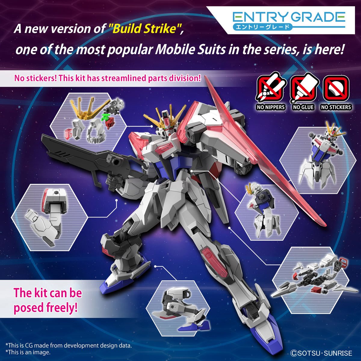 Bandai Hobby Gunpla Entry Grade Model Kit: Gundam Build Metaverse - Build Strike Exceed Escala 1/144 Kit De Plastico