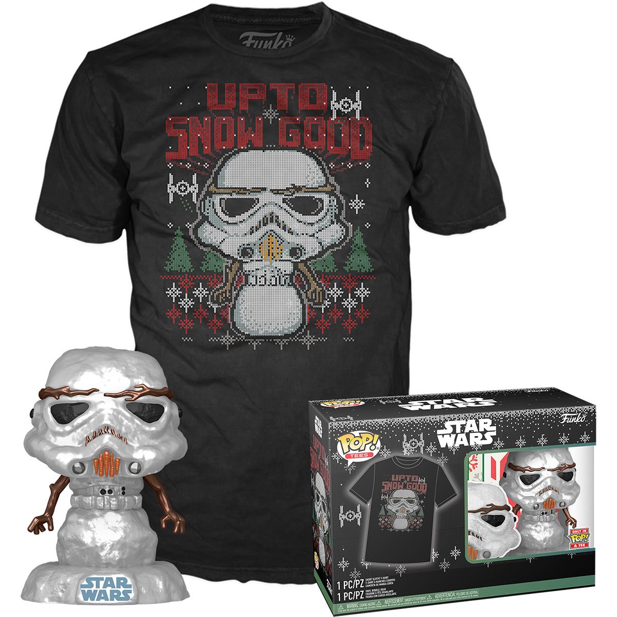 Funko Pop & Tee: Star Wars Holiday - Playera Chica Con Stormtrooper Metalico