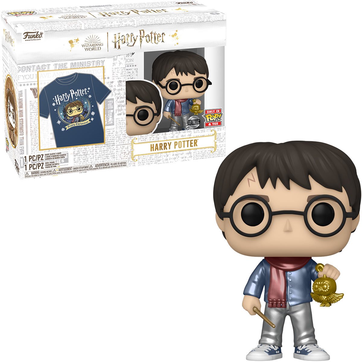 Funko Pop & Tee: Harry Potter - Harry Navidad Talla L