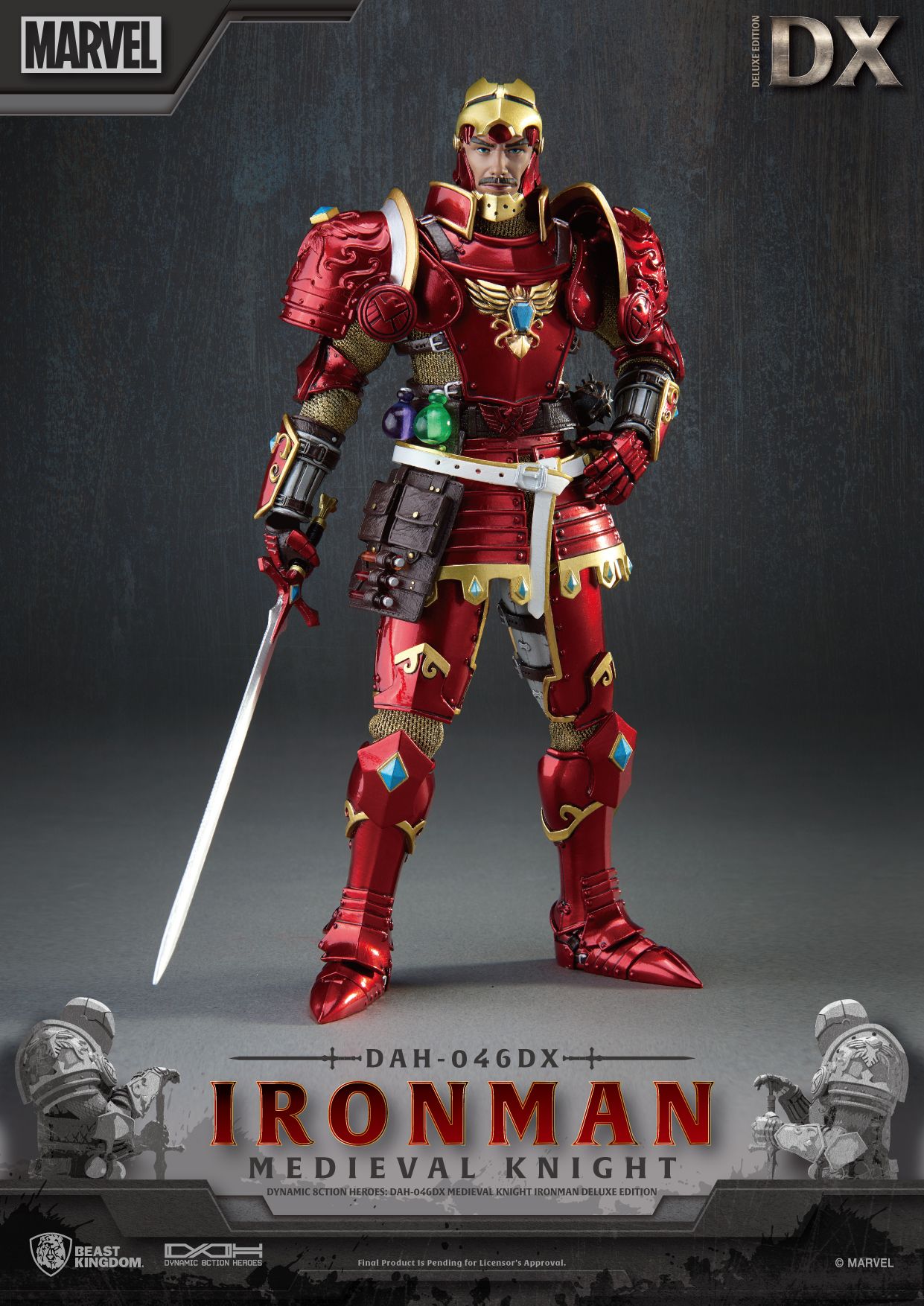 Beast Kingdom Dynamic Action Heroes: Marvel - Iron Man Caballero Medieval Deluxe DAH-046DX