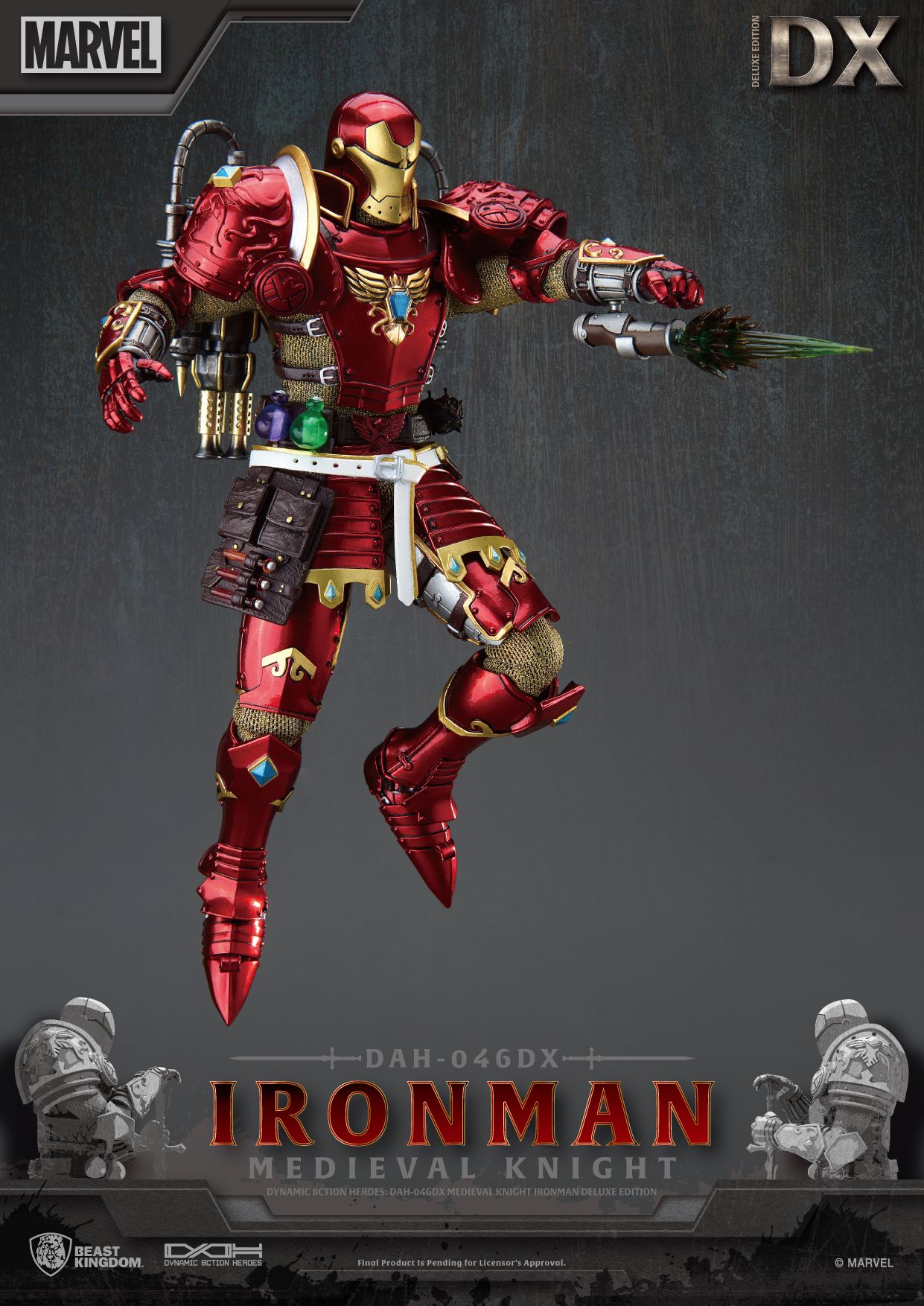 Beast Kingdom Dynamic Action Heroes: Marvel - Iron Man Caballero Medieval Deluxe DAH-046DX