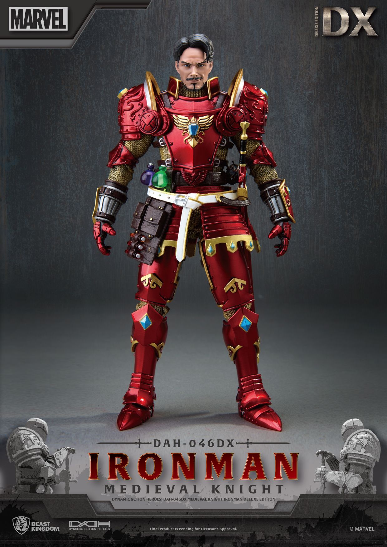 Beast Kingdom Dynamic Action Heroes: Marvel - Iron Man Caballero Medieval Deluxe DAH-046DX