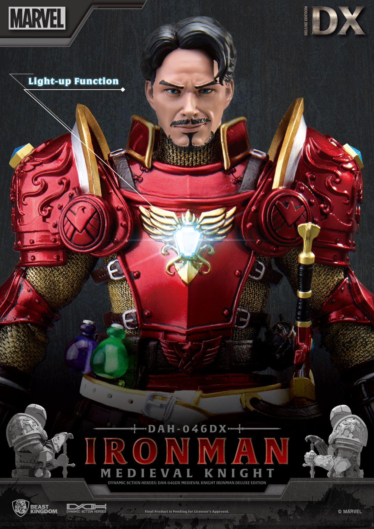 Beast Kingdom Dynamic Action Heroes: Marvel - Iron Man Caballero Medieval Deluxe DAH-046DX