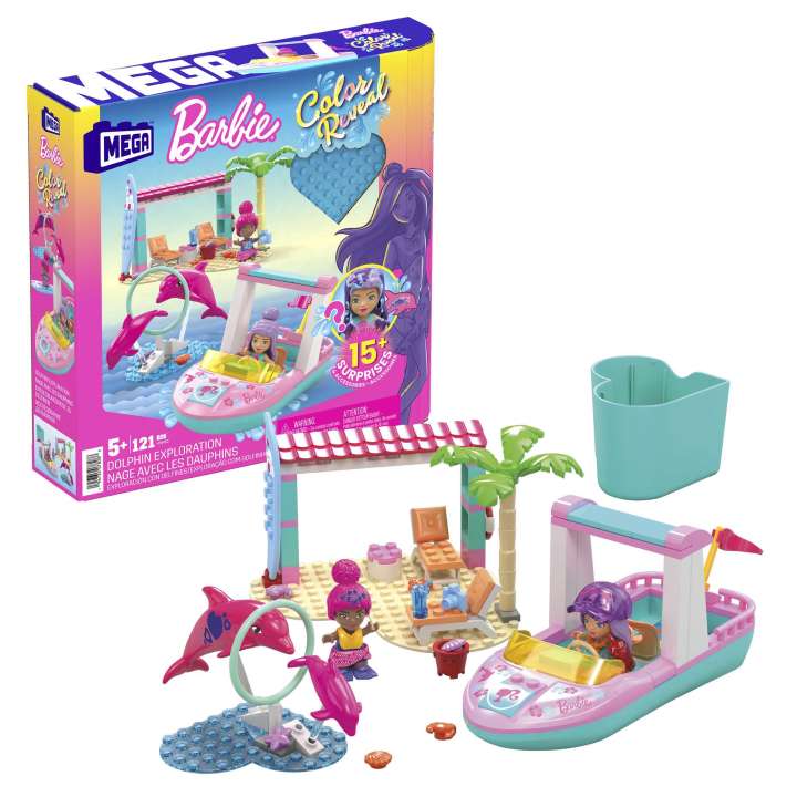 Mega Bloks: Mega Barbie Color Reveal Set De Exploracion Con Delfines