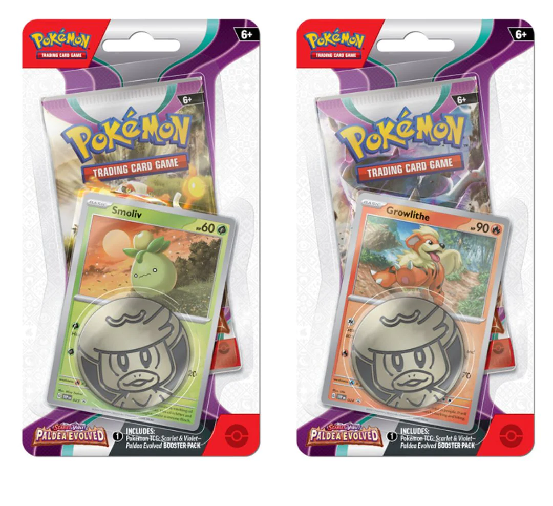 Pokemon TCG Scarlet & Violet: Paldea Evolved - Checklane Blister Smoliv O Growlithe En Ingles