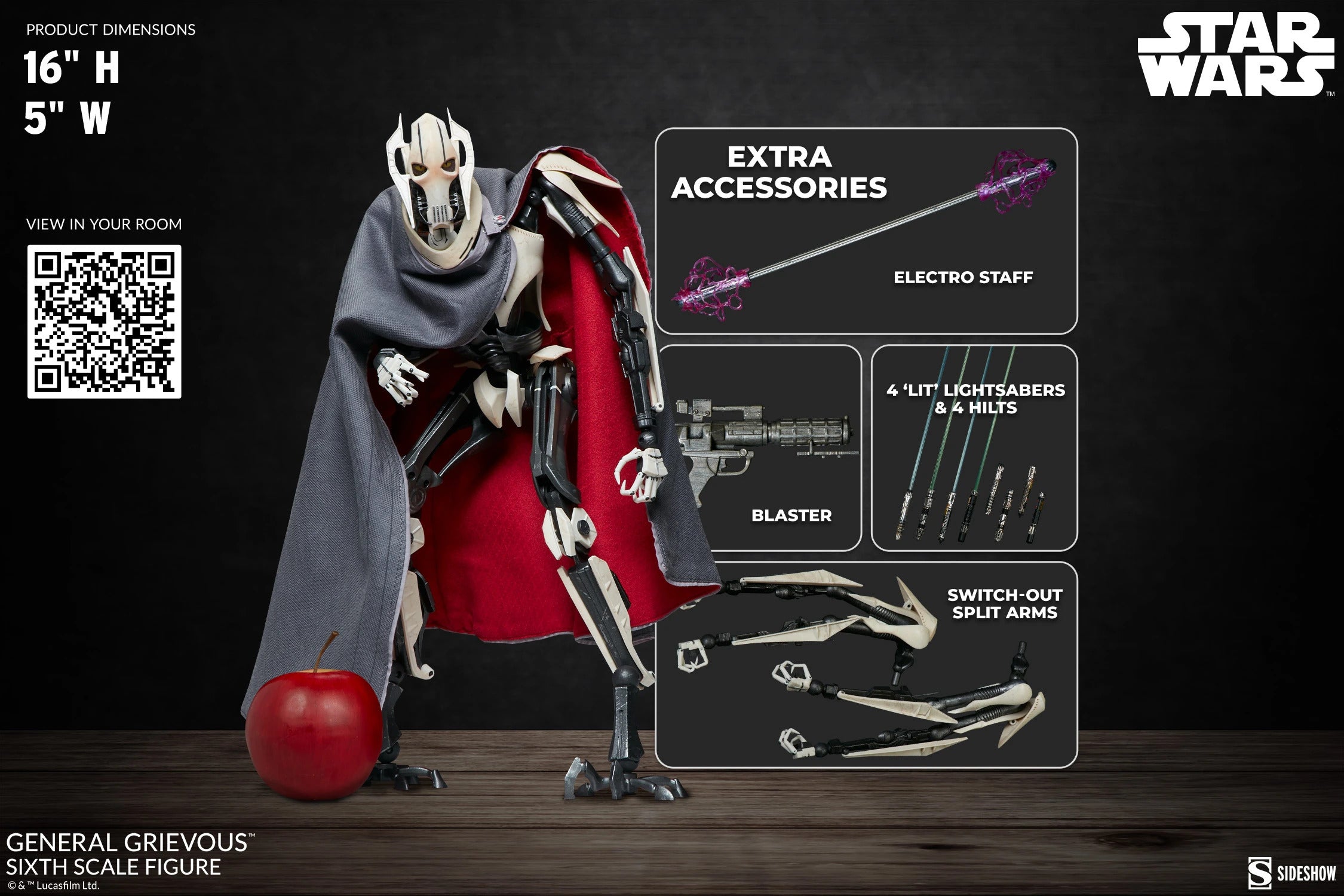 Sideshow Star Wars: Episodio 3 - General Grievous Escala 1/6