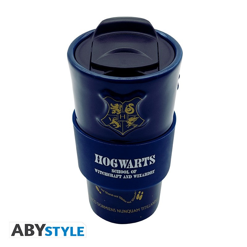 ABYstyle Taza De Viaje De Ceramica: Harry Potter - Escudos de Hogwarts 450 ml