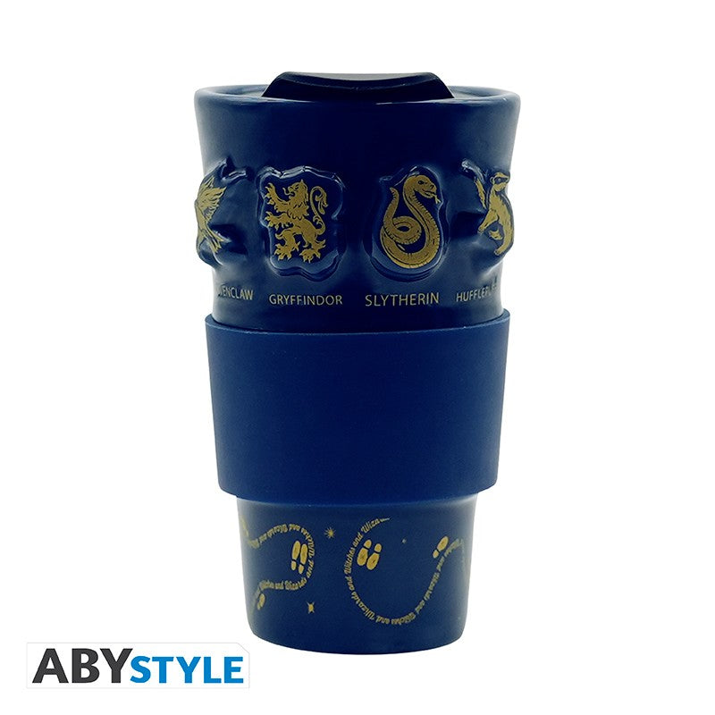 ABYstyle Taza De Viaje De Ceramica: Harry Potter - Escudos de Hogwarts 450 ml