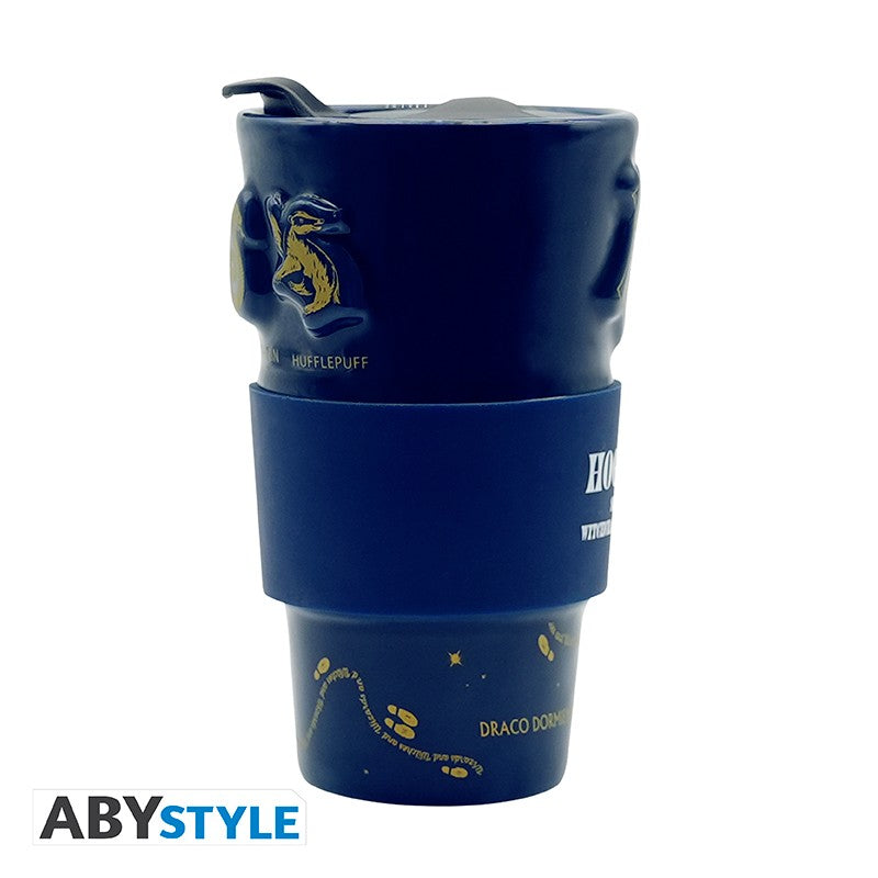 ABYstyle Taza De Viaje De Ceramica: Harry Potter - Escudos de Hogwarts 450 ml