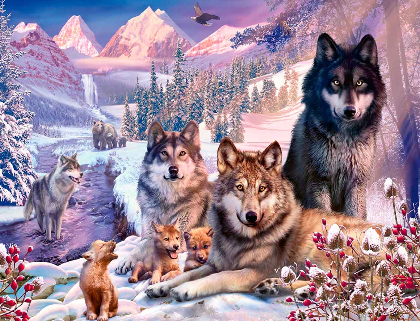 Ravensburger Rompecabezas: Lobos en la nieve 2000 piezas