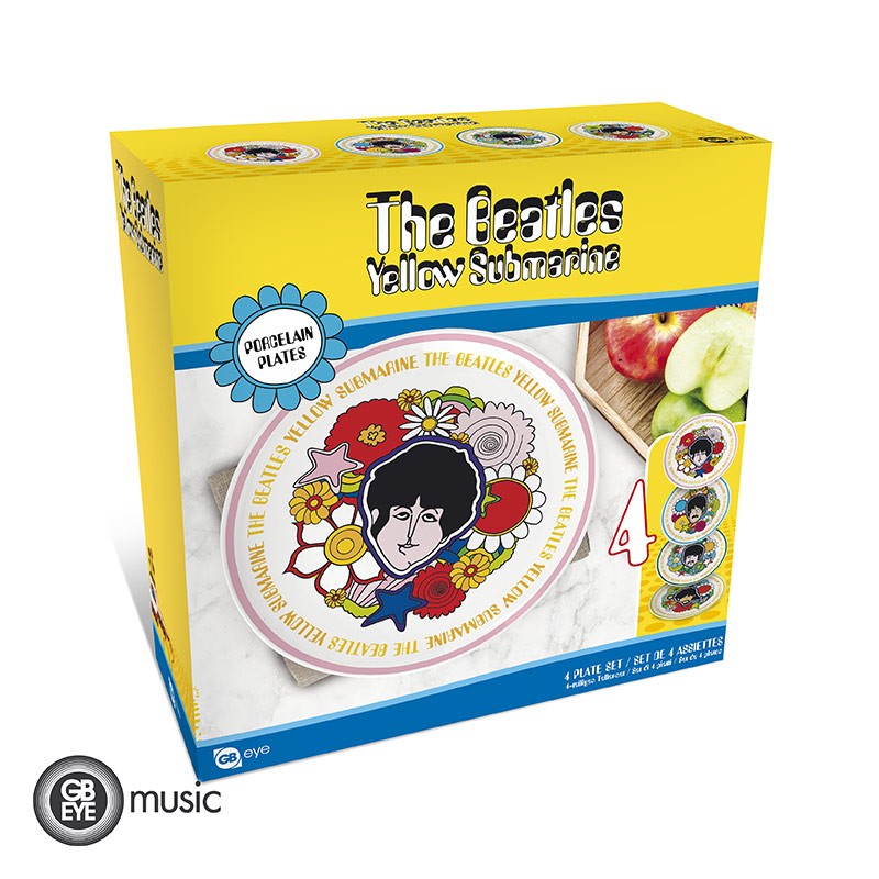 ABYstyle Platos De Porcelana: The Beatles Yellow Submarine - Set de Platos 4 Pack