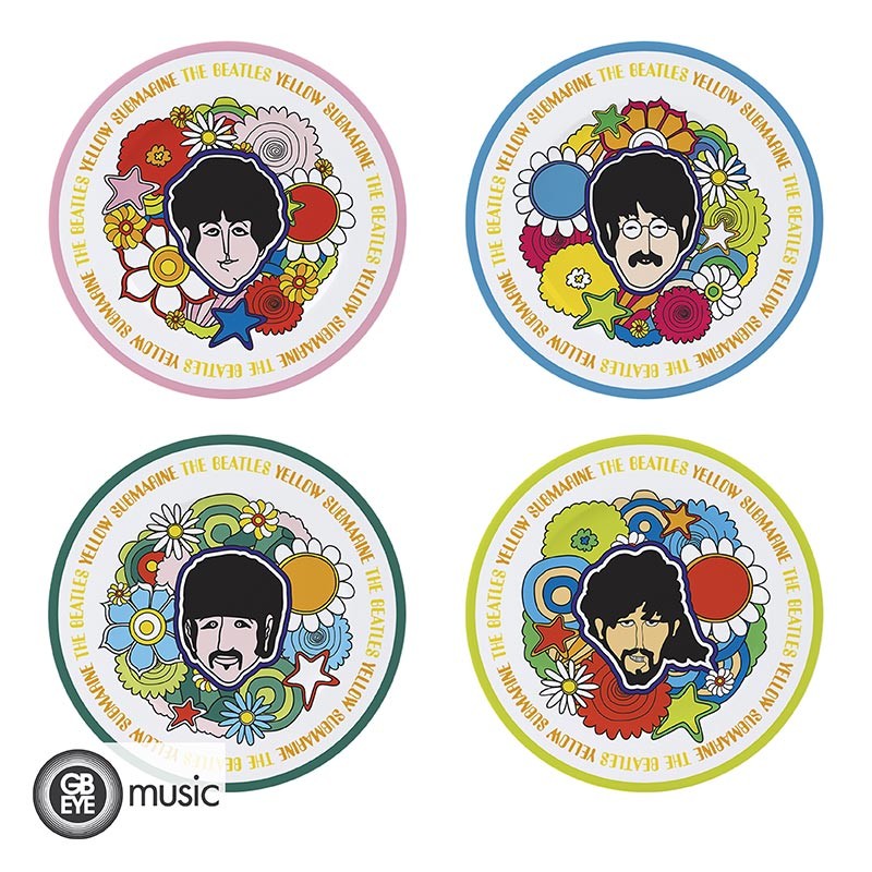 ABYstyle Platos De Porcelana: The Beatles Yellow Submarine - Set de Platos 4 Pack