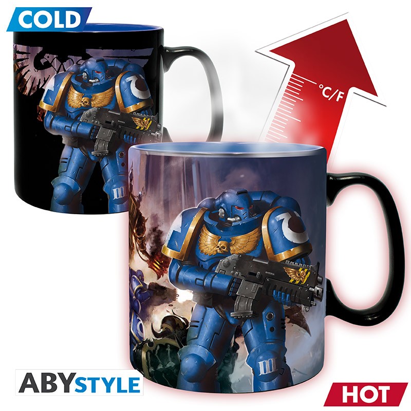 ABYStyle Taza Termocromatica: Warhammer 40 000 - Ultramarine y Black Legion 450 ml